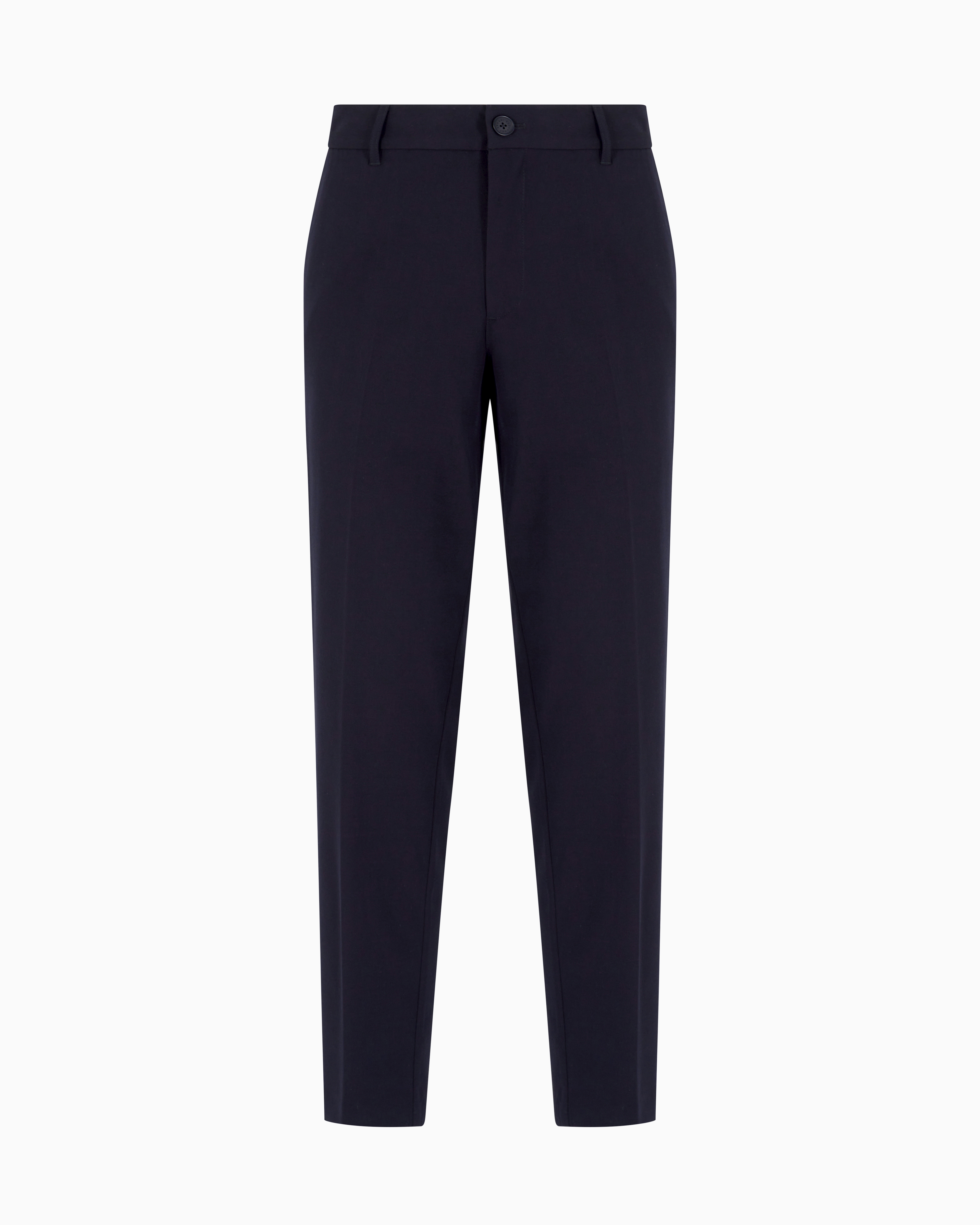 Armani Exchange Navy Blue Chino Trousers In Flowing Fabric Size 33