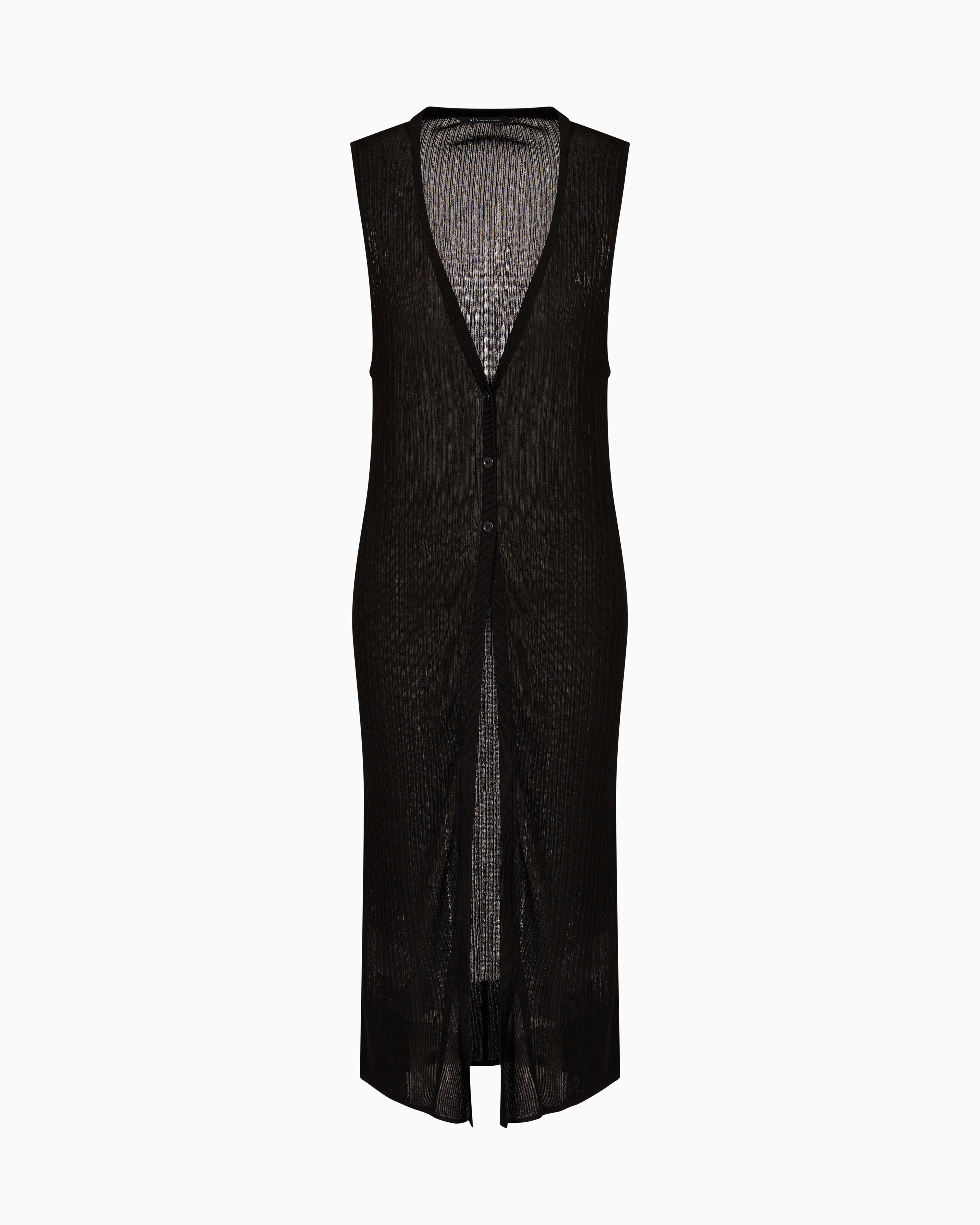Armani Exchange - Long vest lurex knit, Woman, Black, Size: