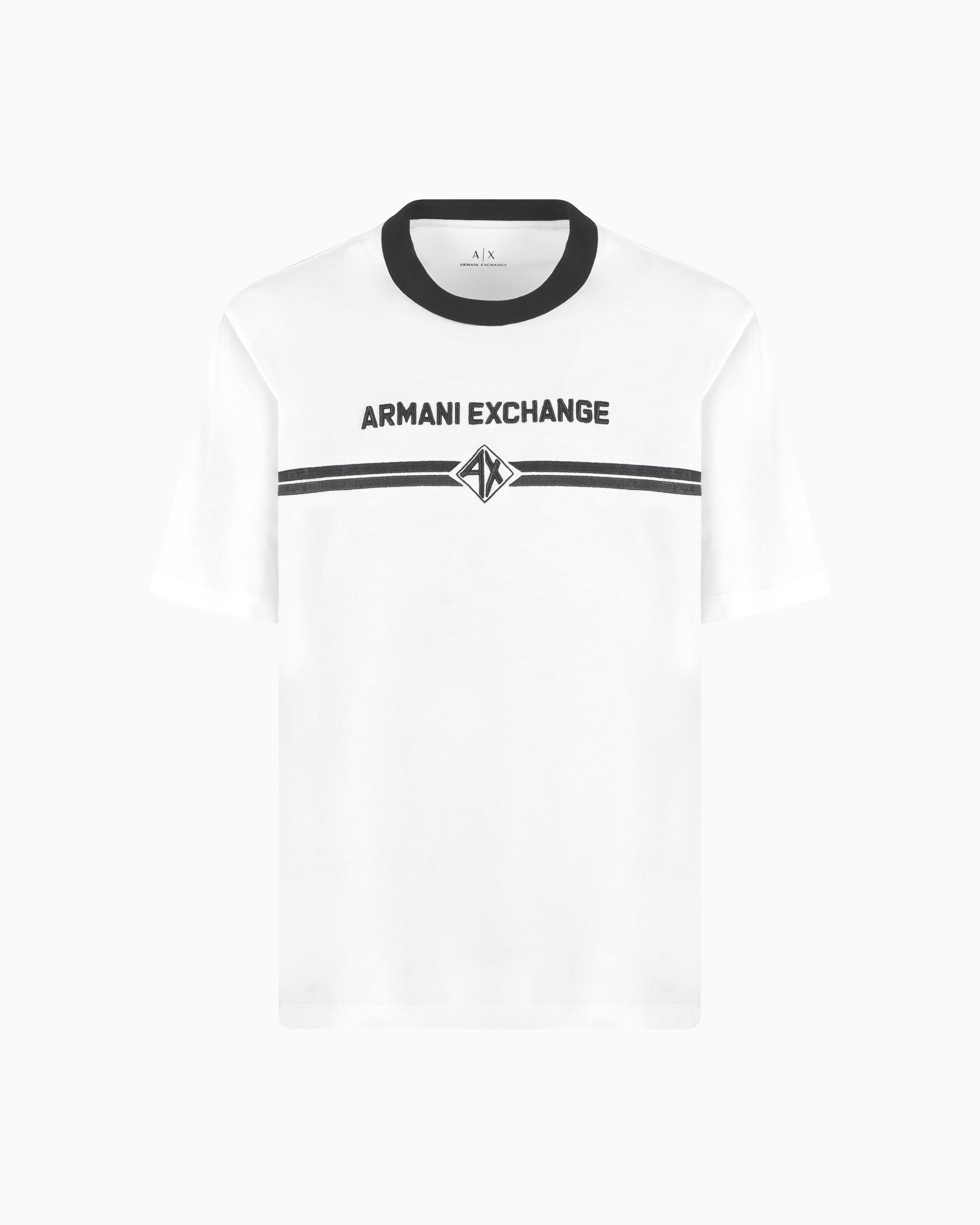 Armani Exchange - Regular fit T-shirt with logo print, Man, White, Size: