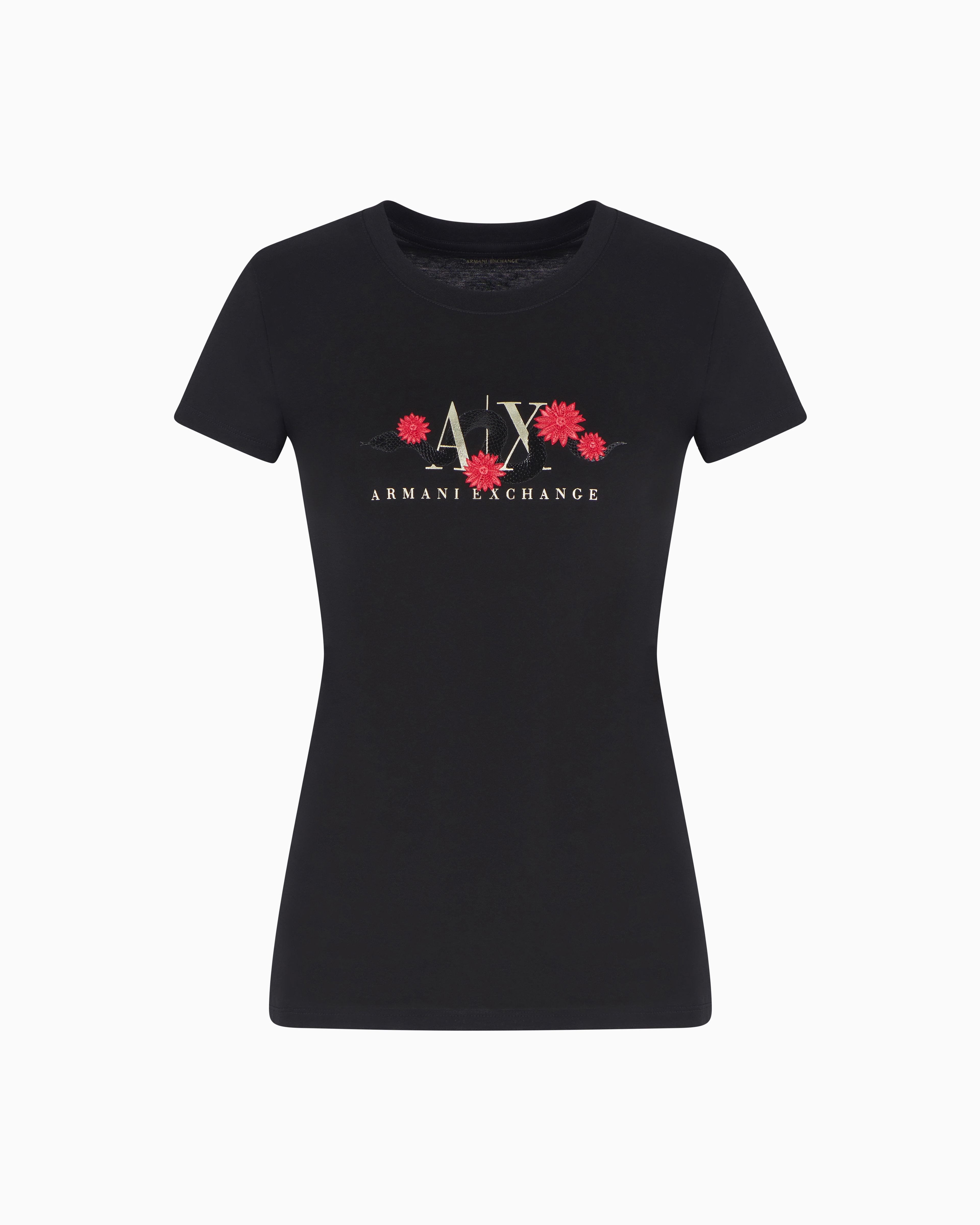 Armani Exchange - Crewneck T-shirt, Woman, Black, Size: XS