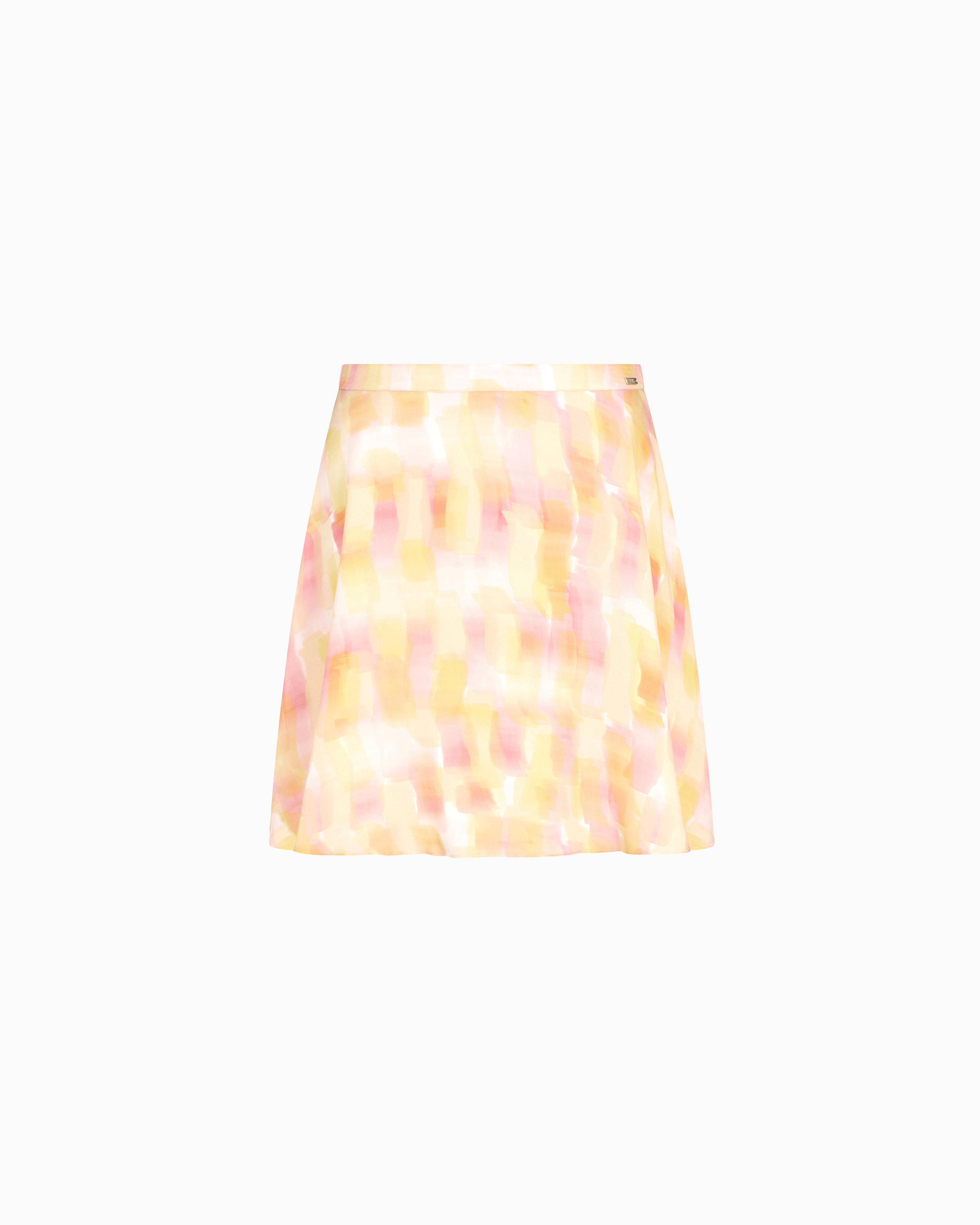 Armani Exchange - Flared skirt in patterned satin, Woman, Pink, Size: 2