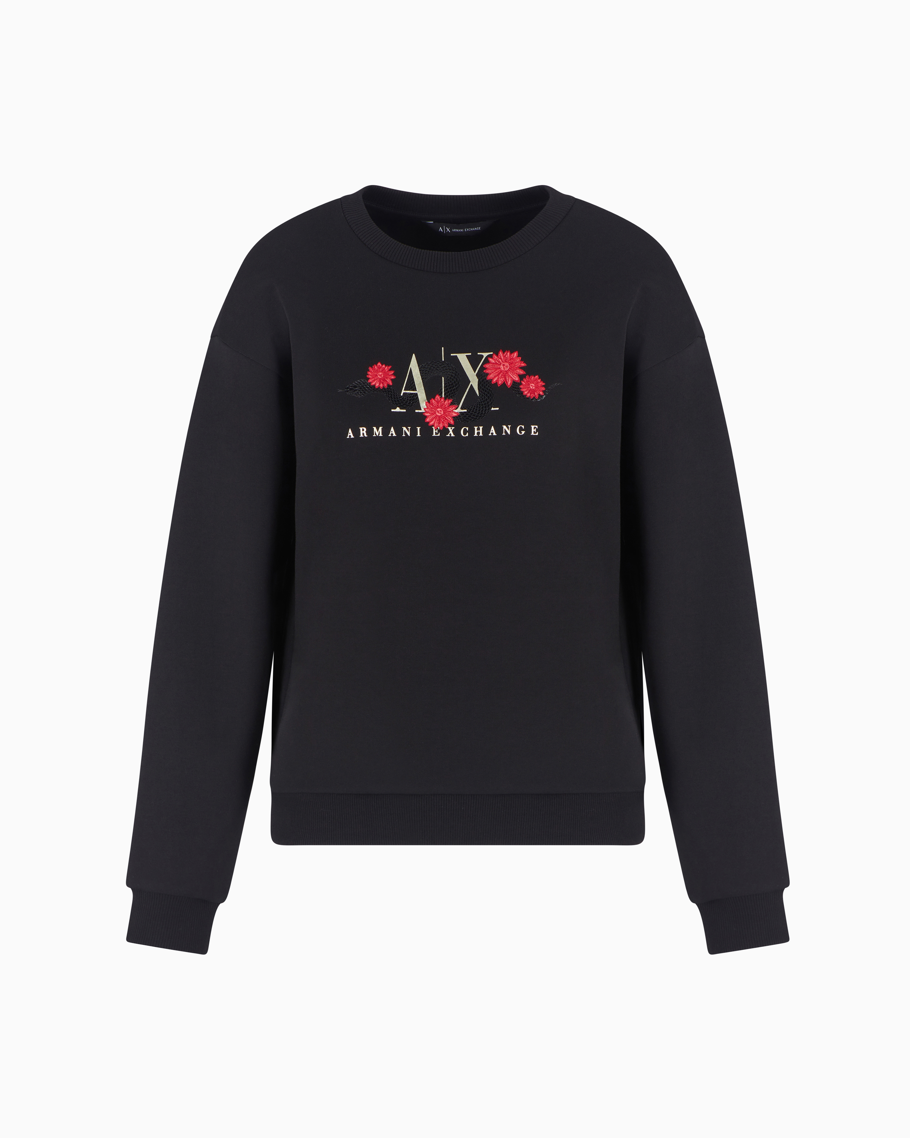 Armani Exchange - Embroidery Sweatshirt, Woman, Black, Size: XS