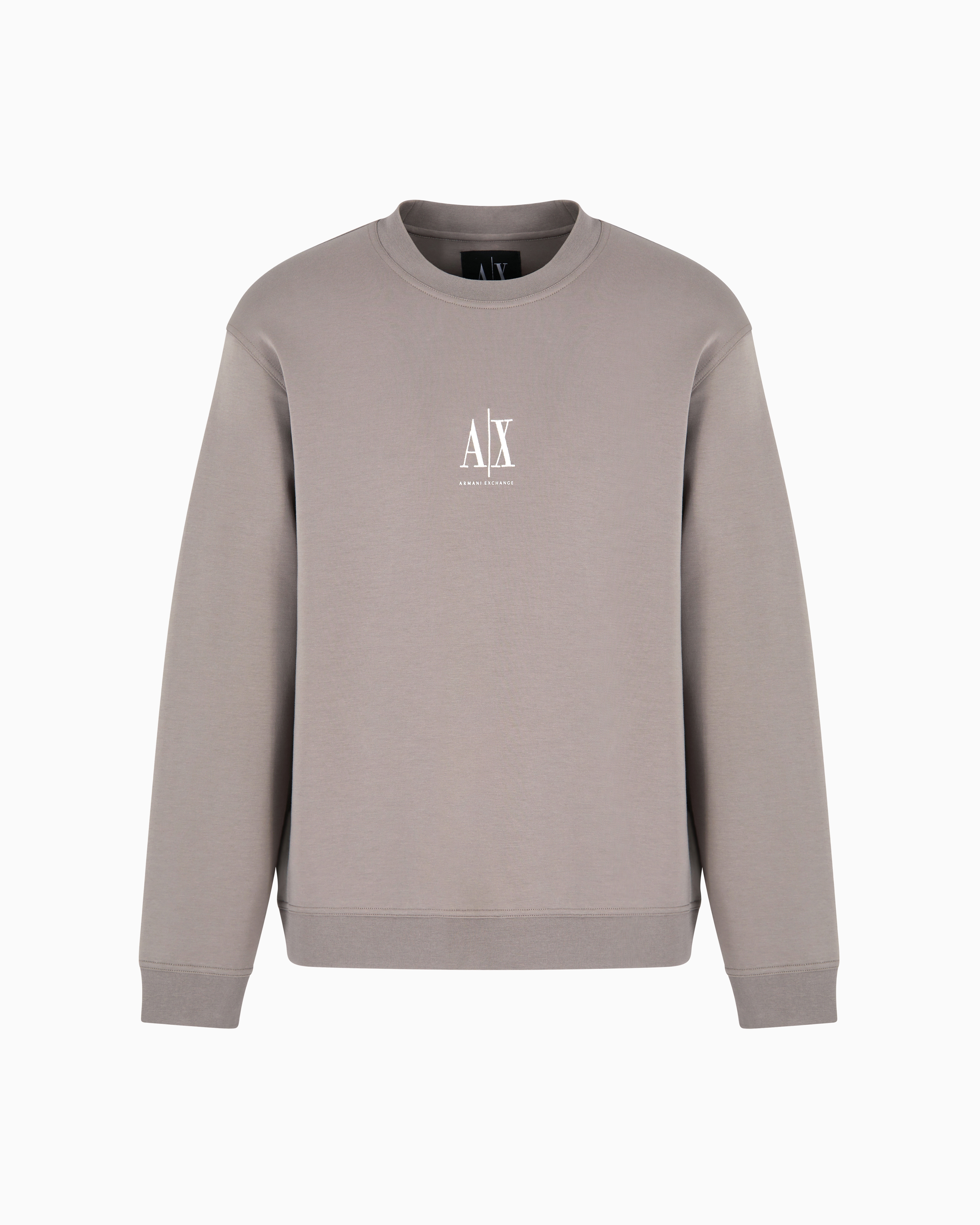 Armani Exchange Beige Crewneck Sweatshirt With Embroidered Logo Medium
