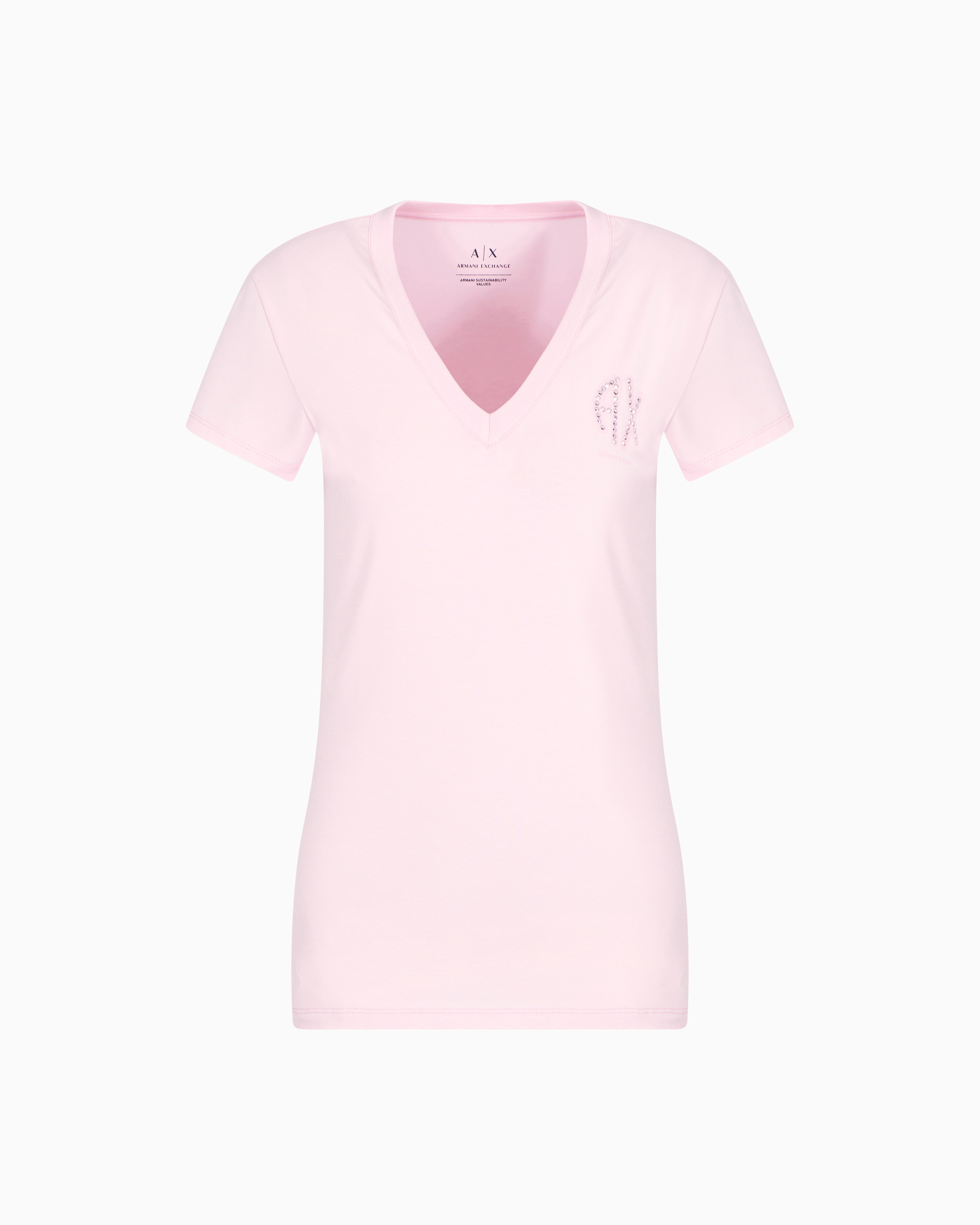 Armani Exchange - Slim Fit T-Shirts, Woman, Pink, Size: