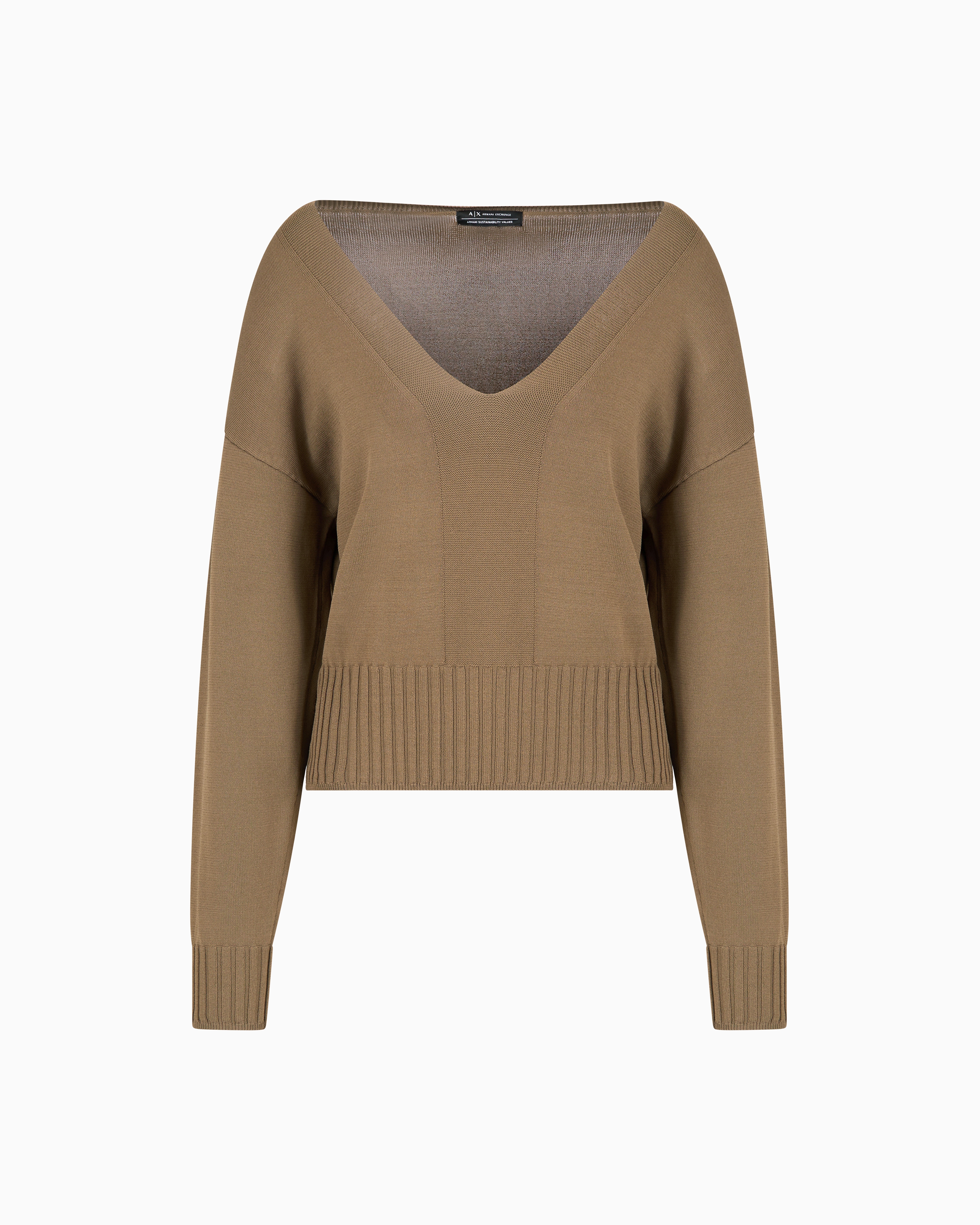 Armani Exchange - ASV Contrast Detail Sweater, Woman, Brown, Size: