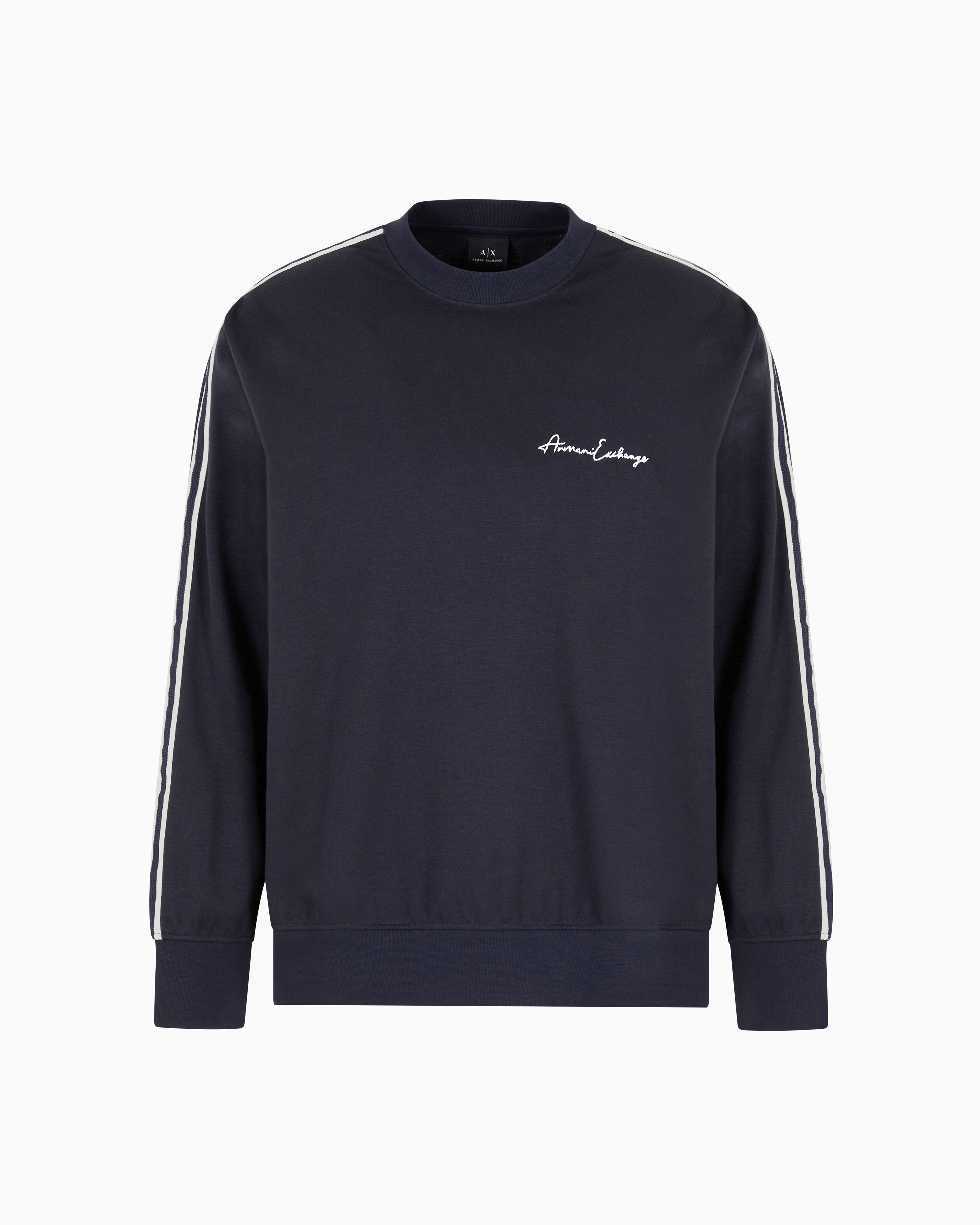 Armani Exchange Navy Blue Logo Signature Crewneck Sweatshirt Medium