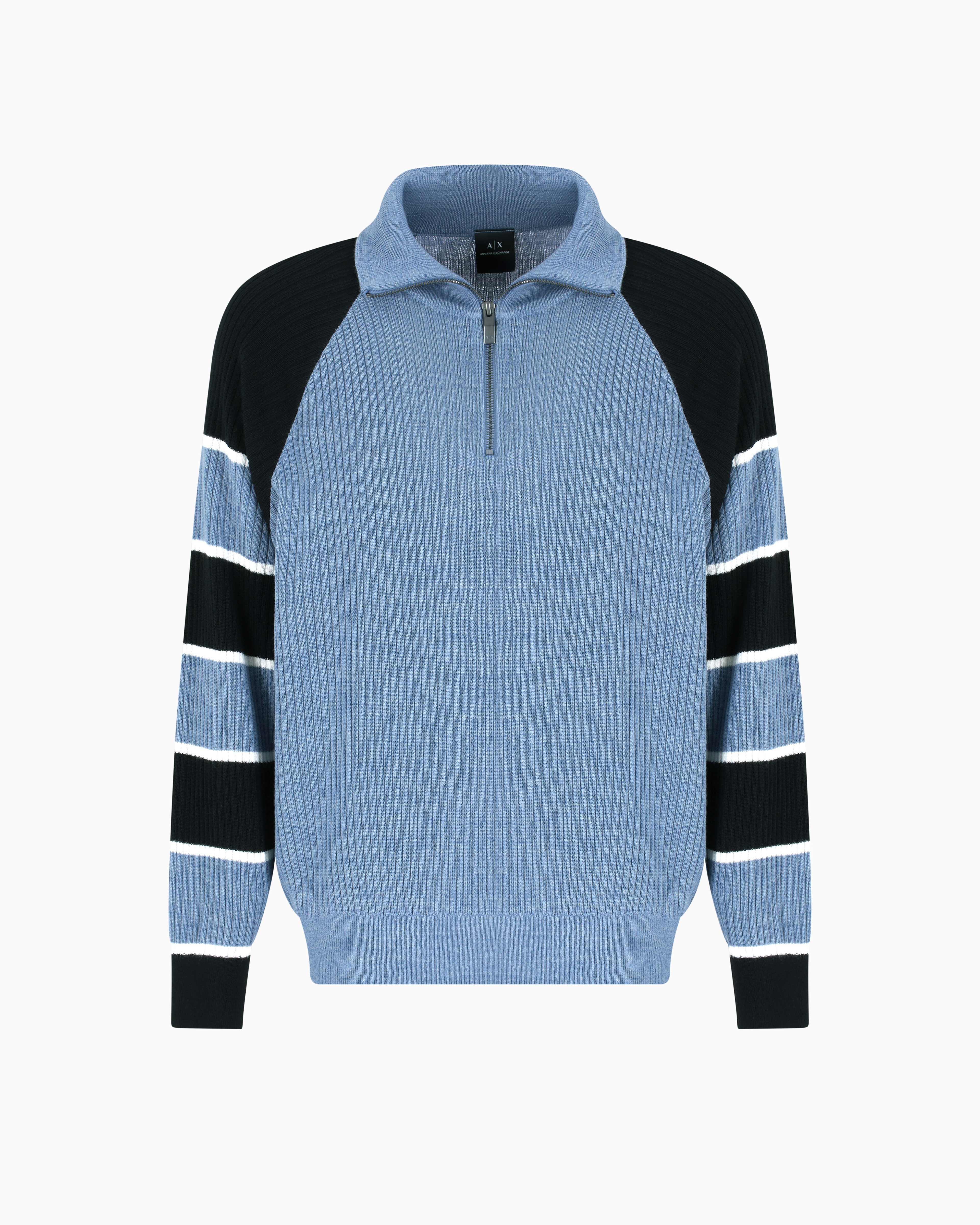 Zip-up sweater with striped sleeves | Armani Exchange US