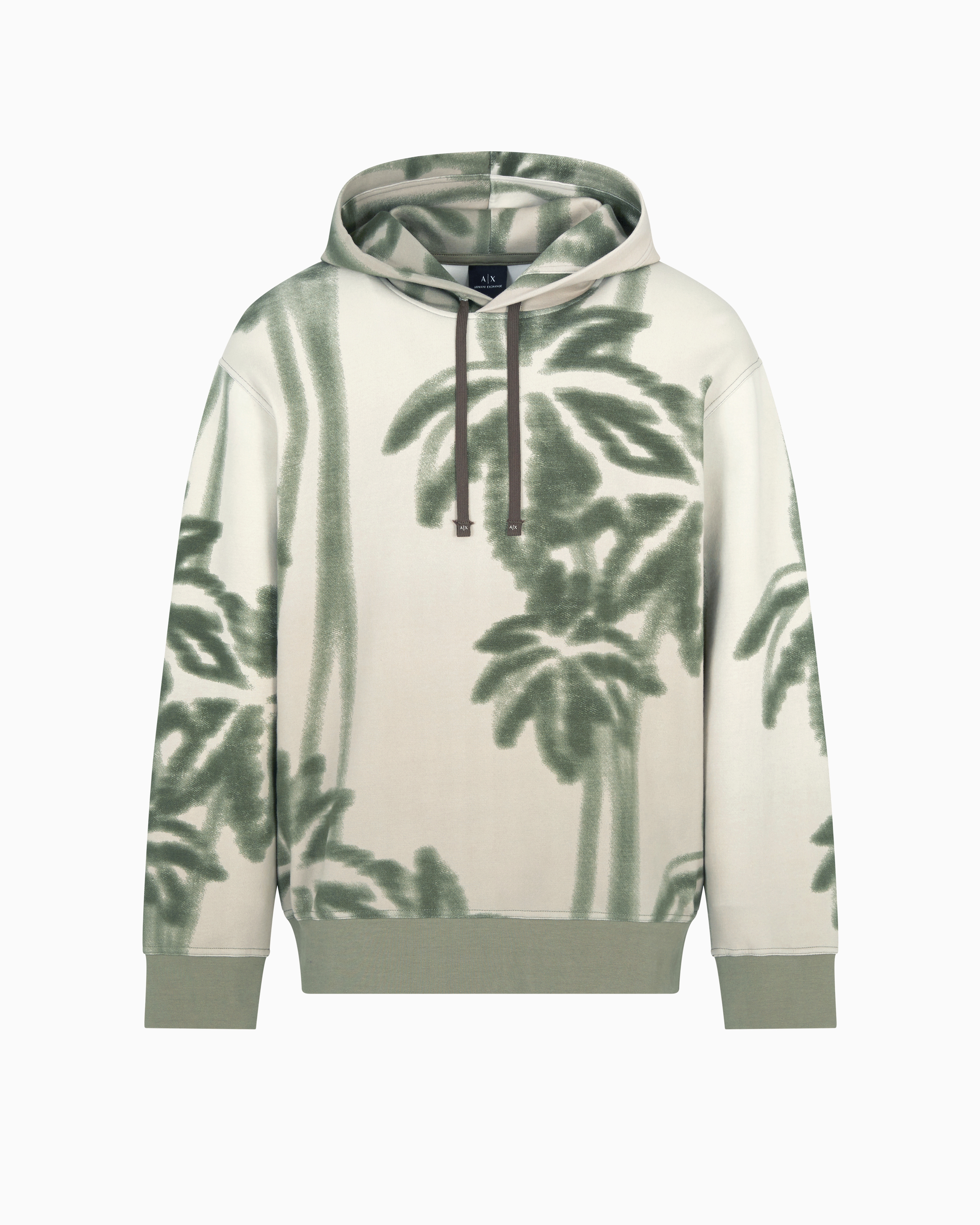 Armani Exchange - Palm tree pattern hoodie, Man, Beige, Size: