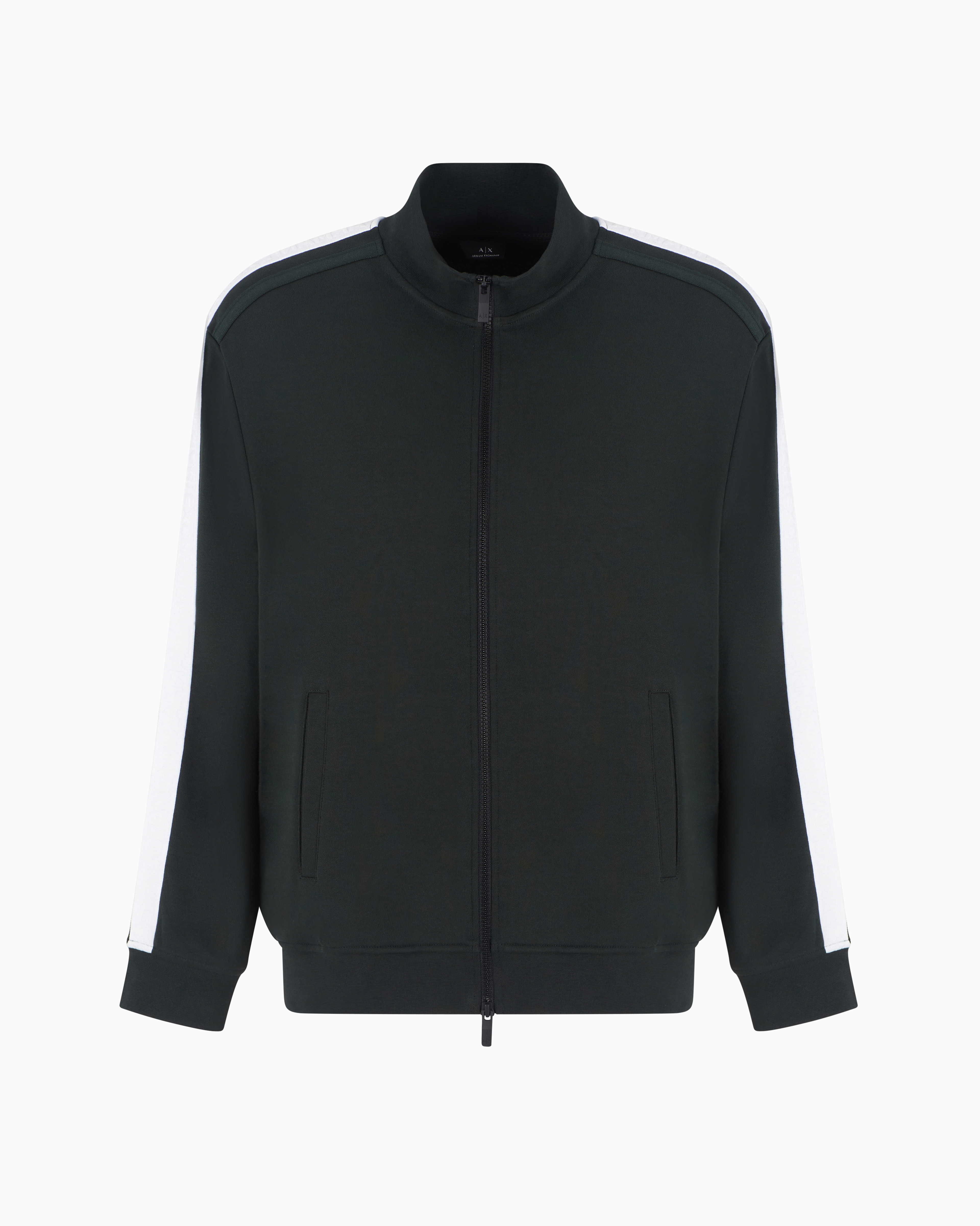 Armani Exchange -  Full zip sweatshirt with logo bands, Man, Green, Size: