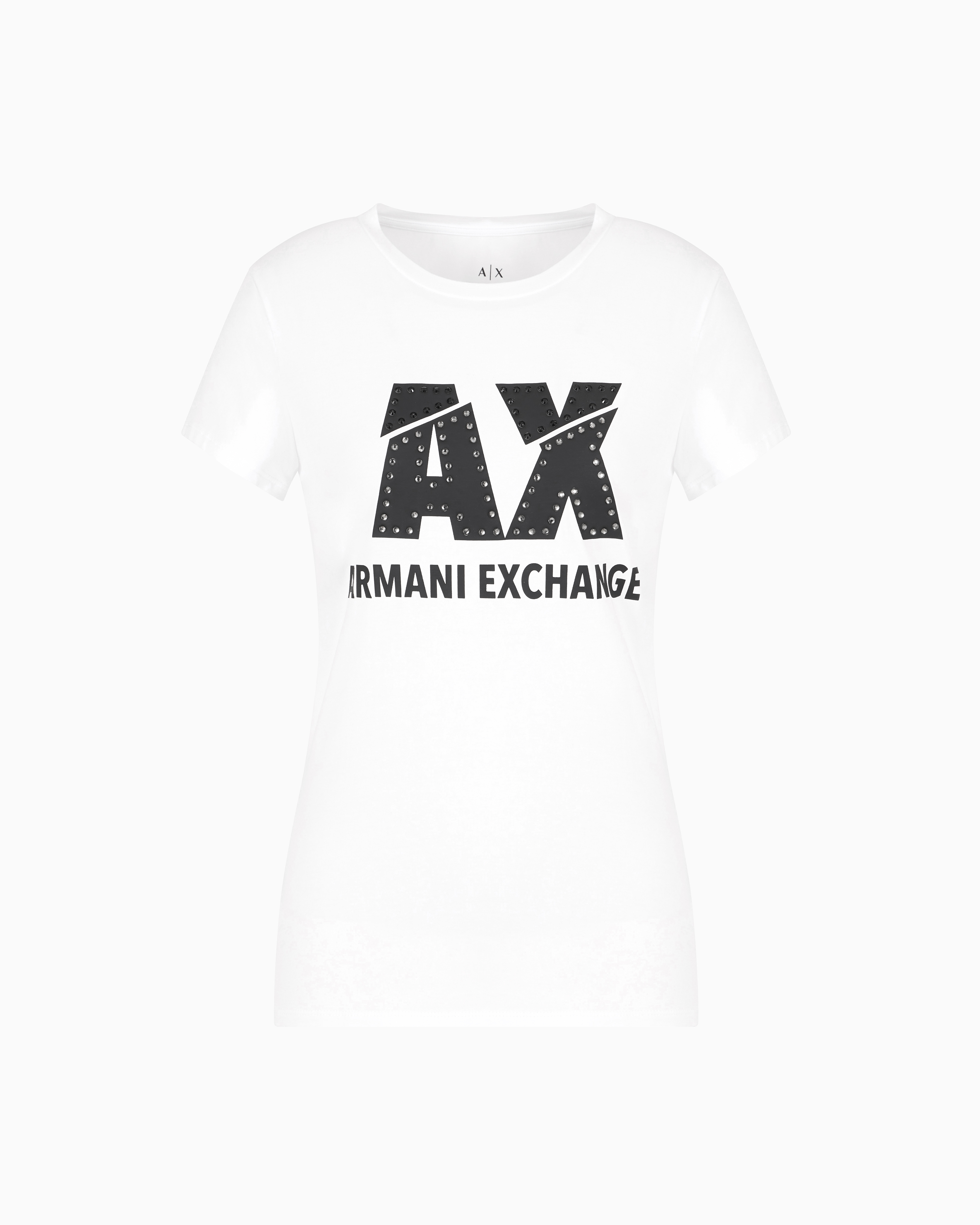 Armani Exchange - Slim fit T-shirt stretch cotton jersey, Woman, White, Size: