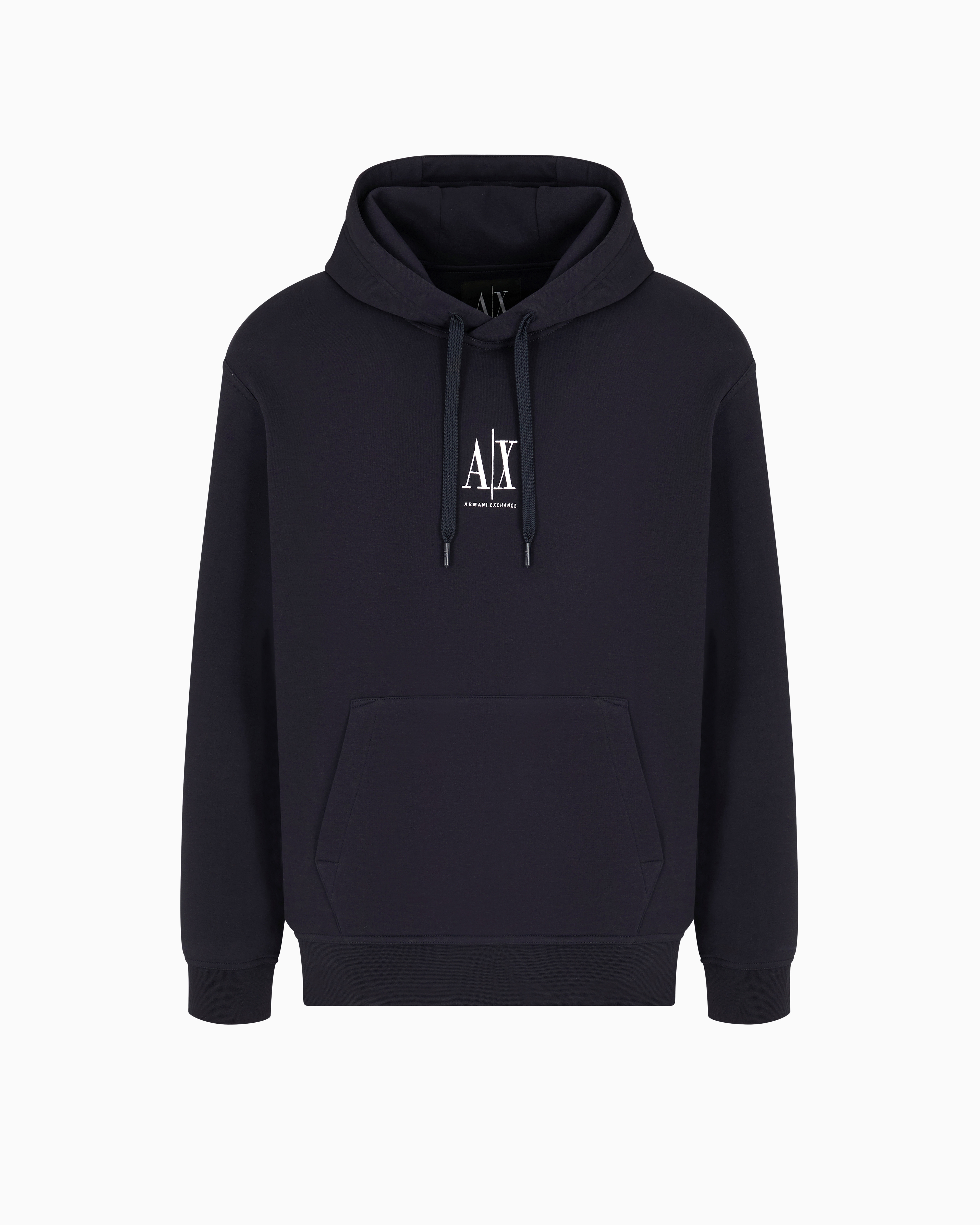 Armani Exchange Navy Blue Hoodie With Embroidered Logo Xxl