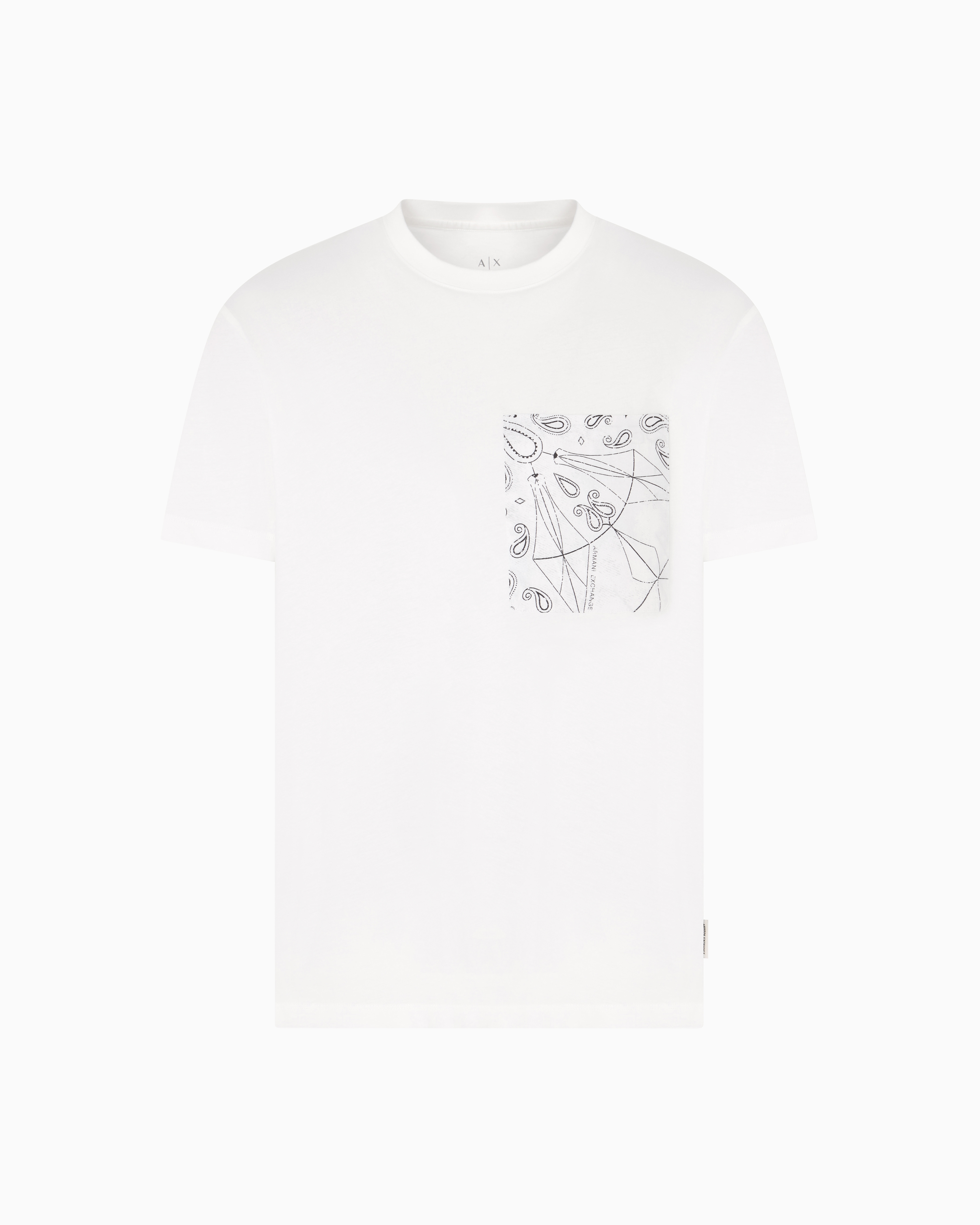 Armani Exchange - Regular fit T-shirt with patterned pocket, Man, White, Size: