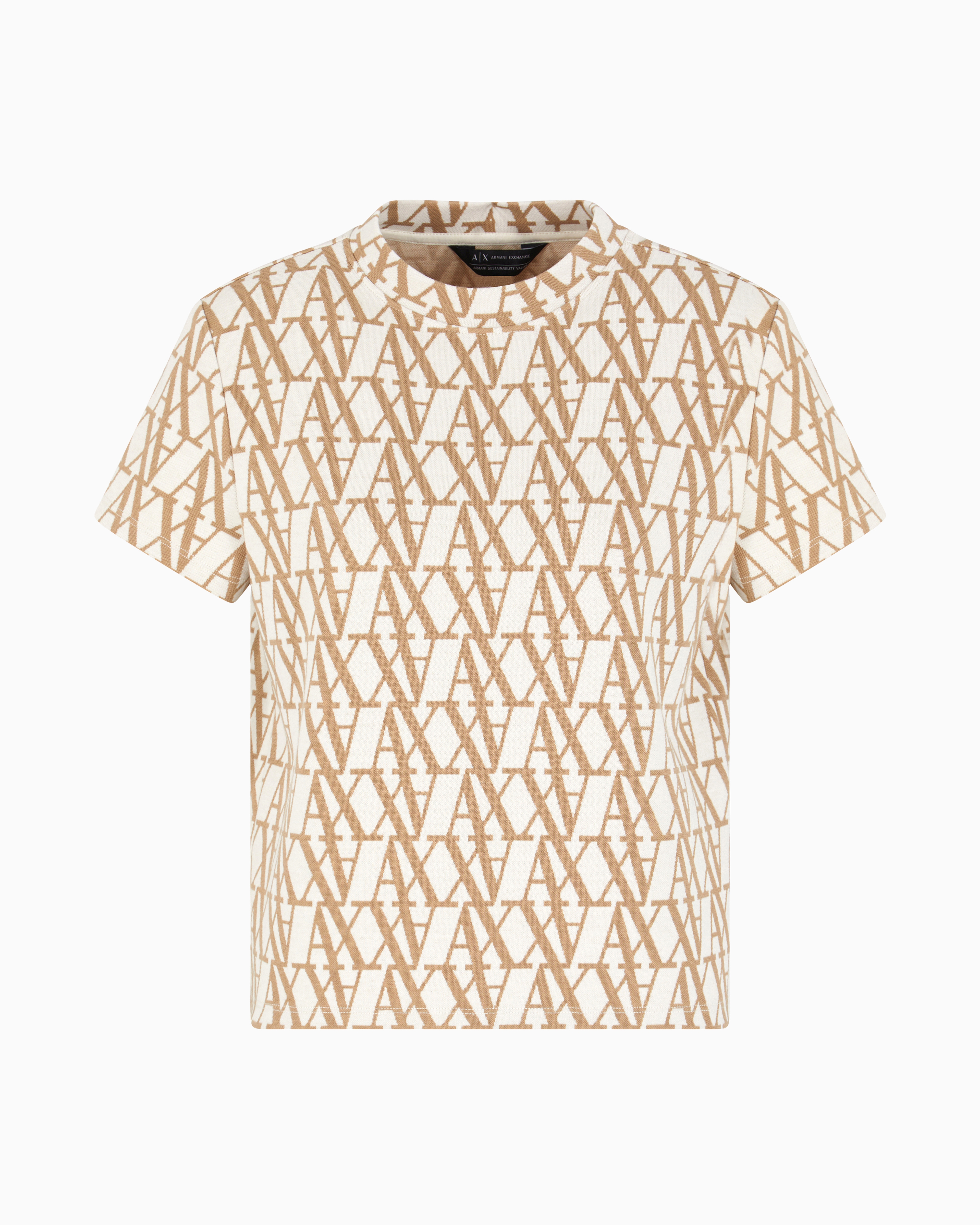 Jacquard T-shirt with allover logo | Armani Exchange