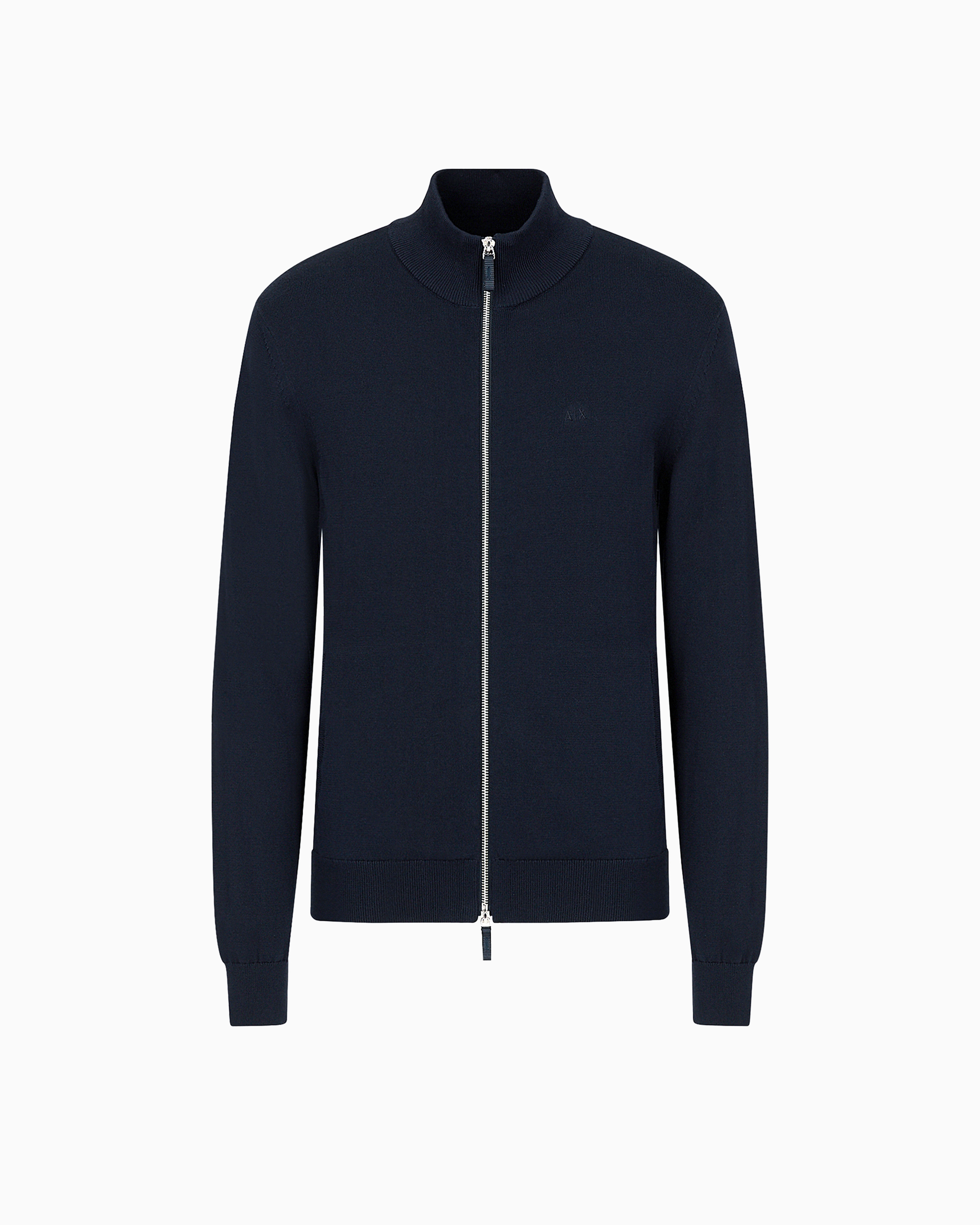 Armani Exchange -  Organic Cotton Fullzip Cardigan, Man, Navy Blue, Size: