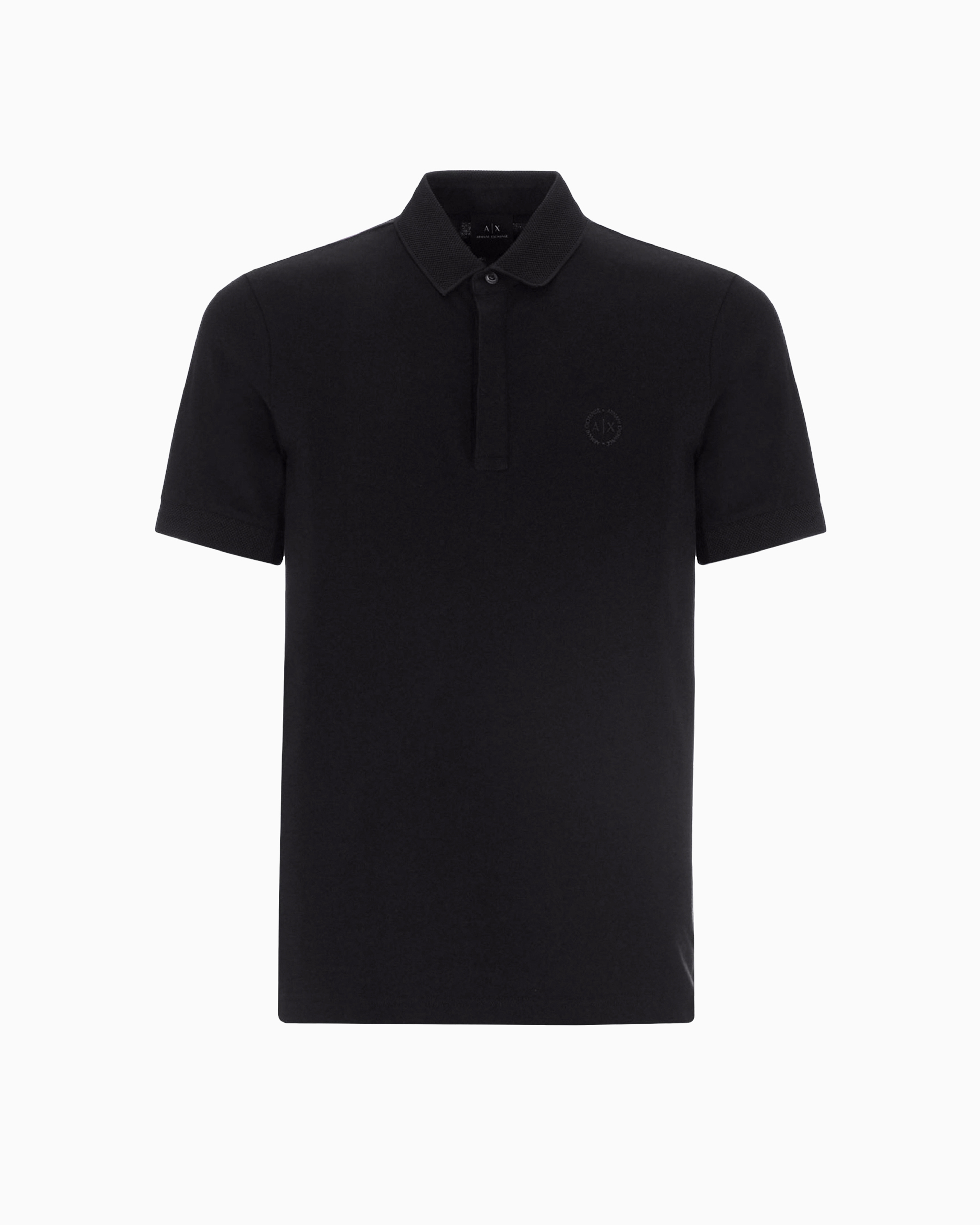 Armani Exchange - Slim fit stretch cotton polo with logo, Man, Black, Size:
