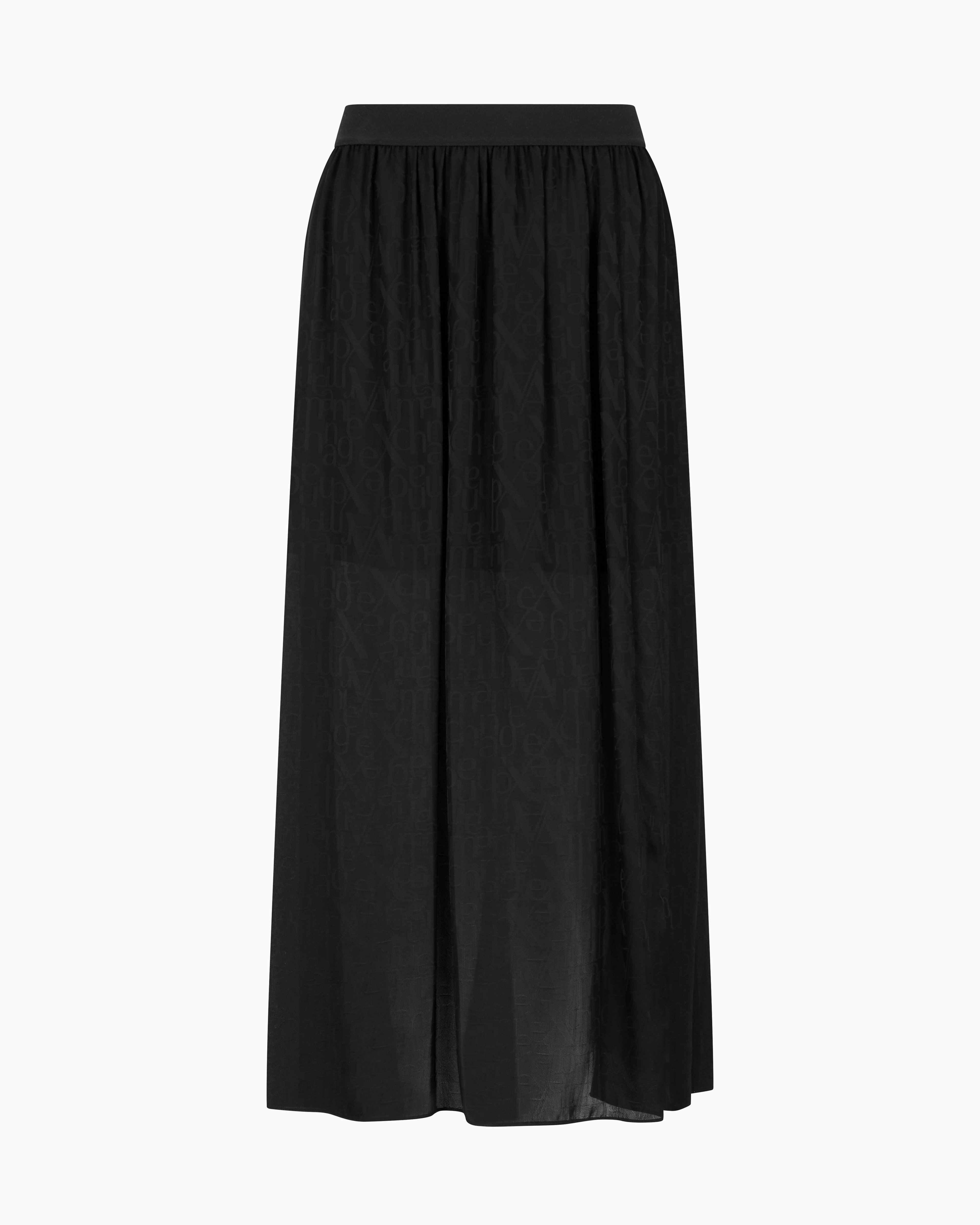 Armani Exchange - Longuette skirt voile with slit, Woman, Black, Size: