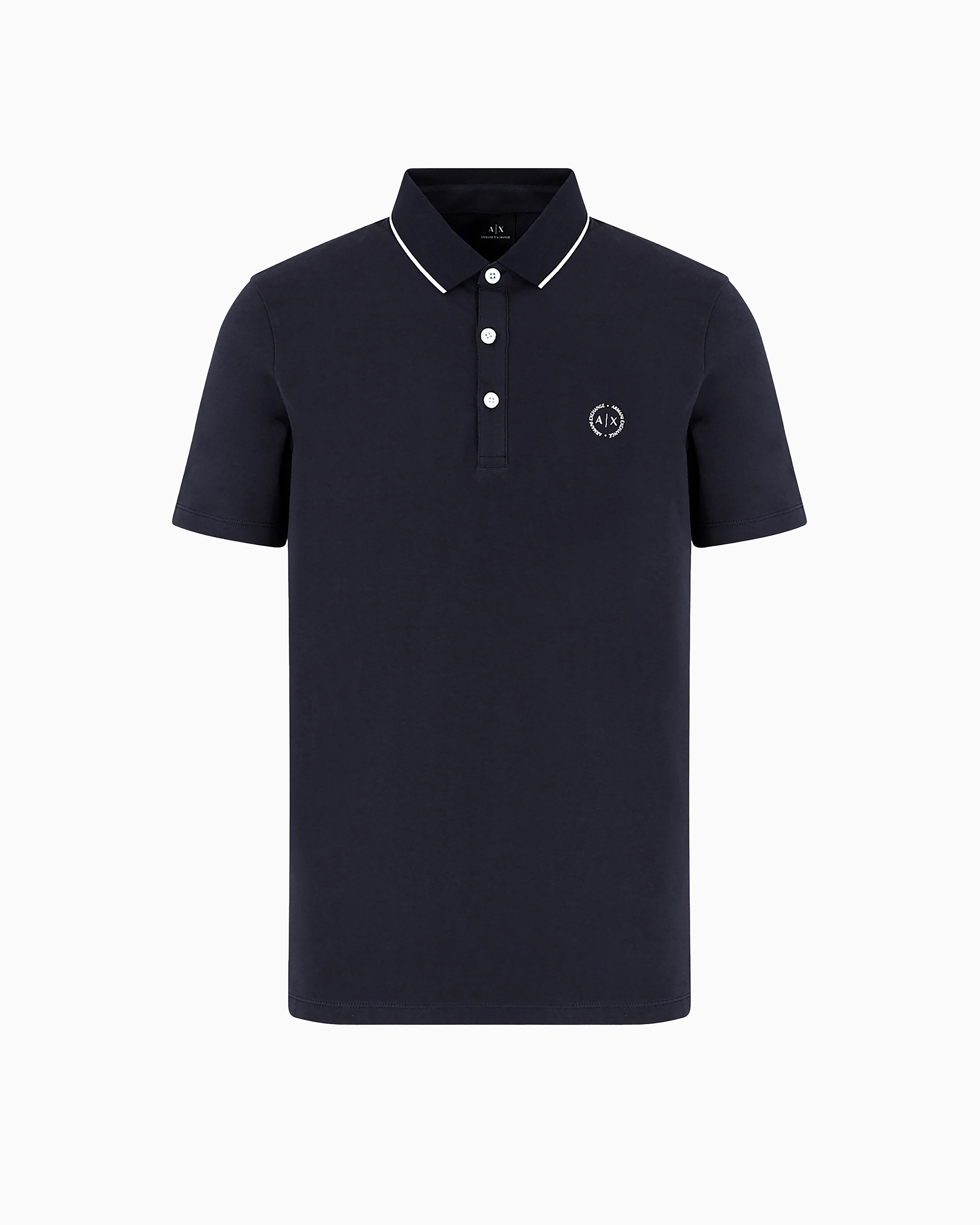 Armani Exchange - Piquet polo shirt with logo, Man, Navy Blue, Size: