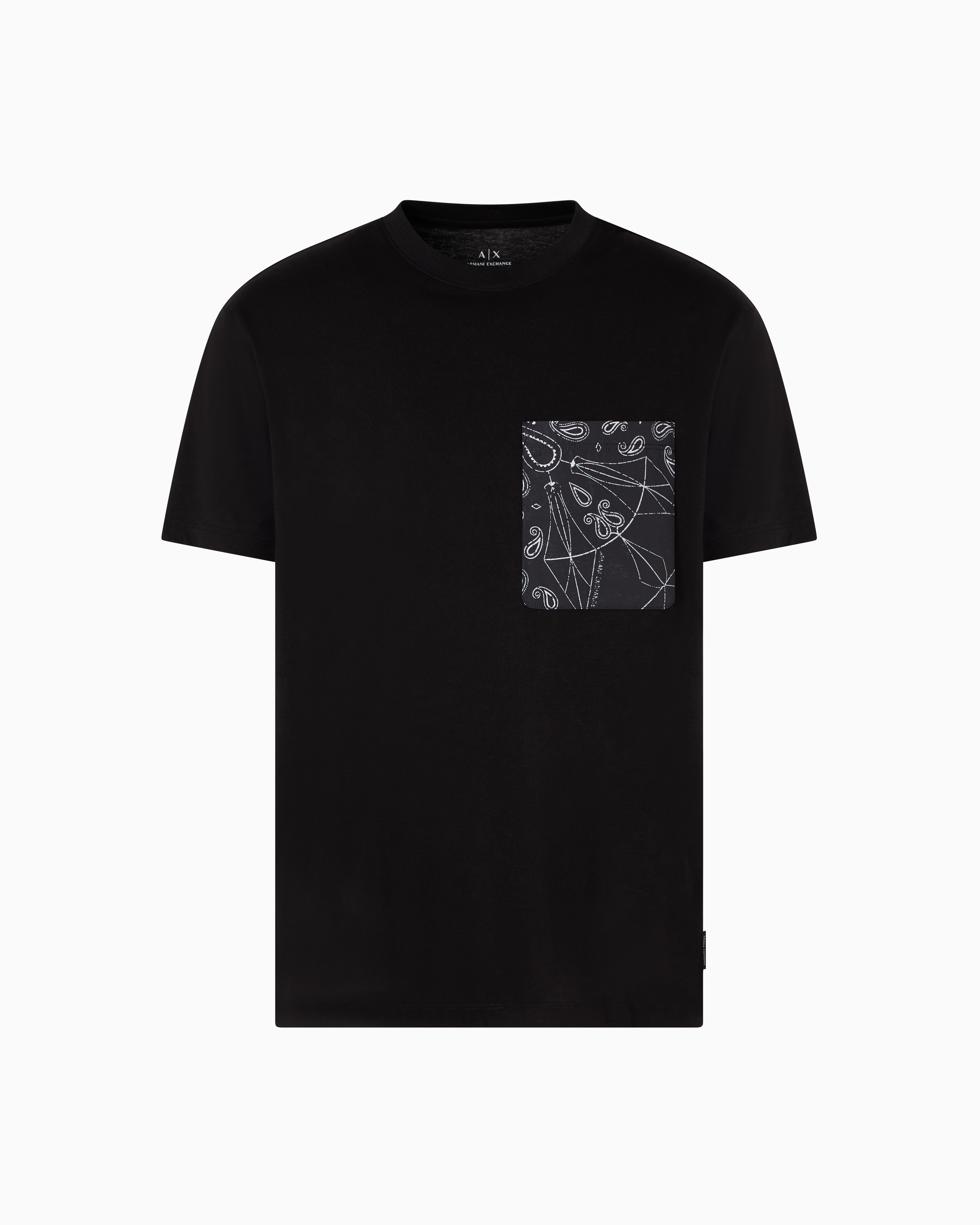 Armani Exchange - Regular fit T-shirt with patterned pocket, Man, Black, Size: