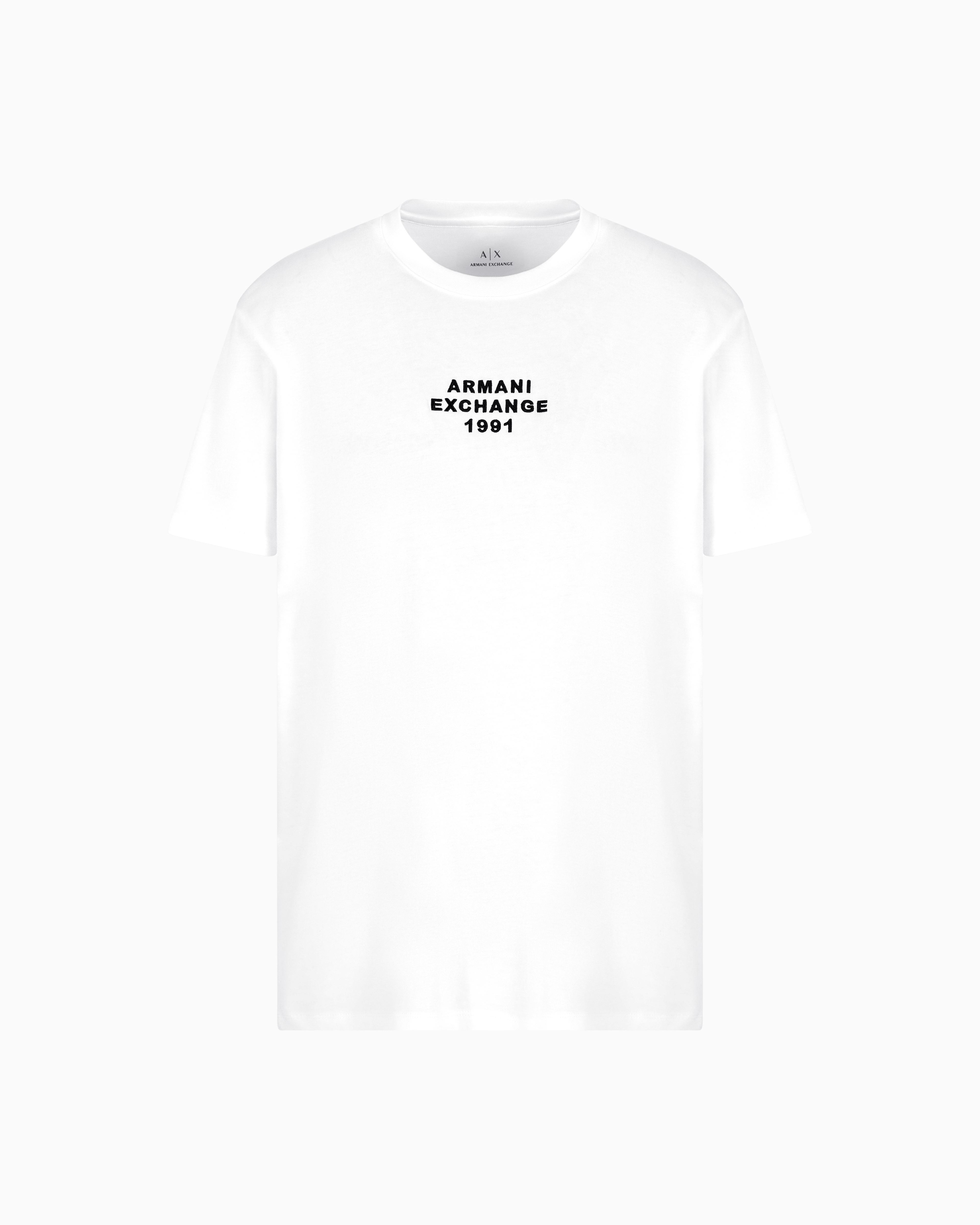 Armani Exchange - Regular fit T-shirt with logo lettering, Man, White, Size:
