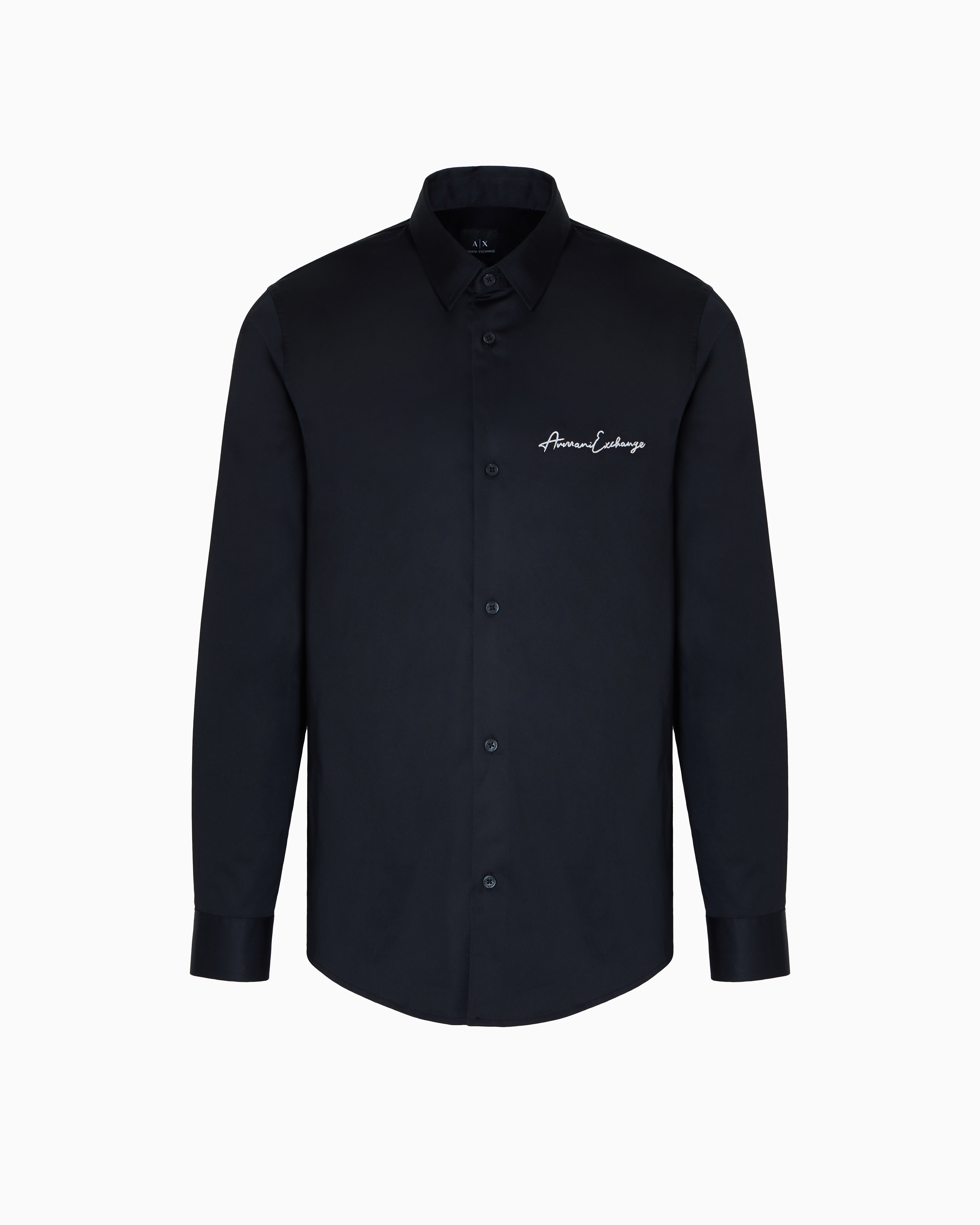 Armani Exchange Black Regular Fit Shirt With Embroidered Logo Extra Small