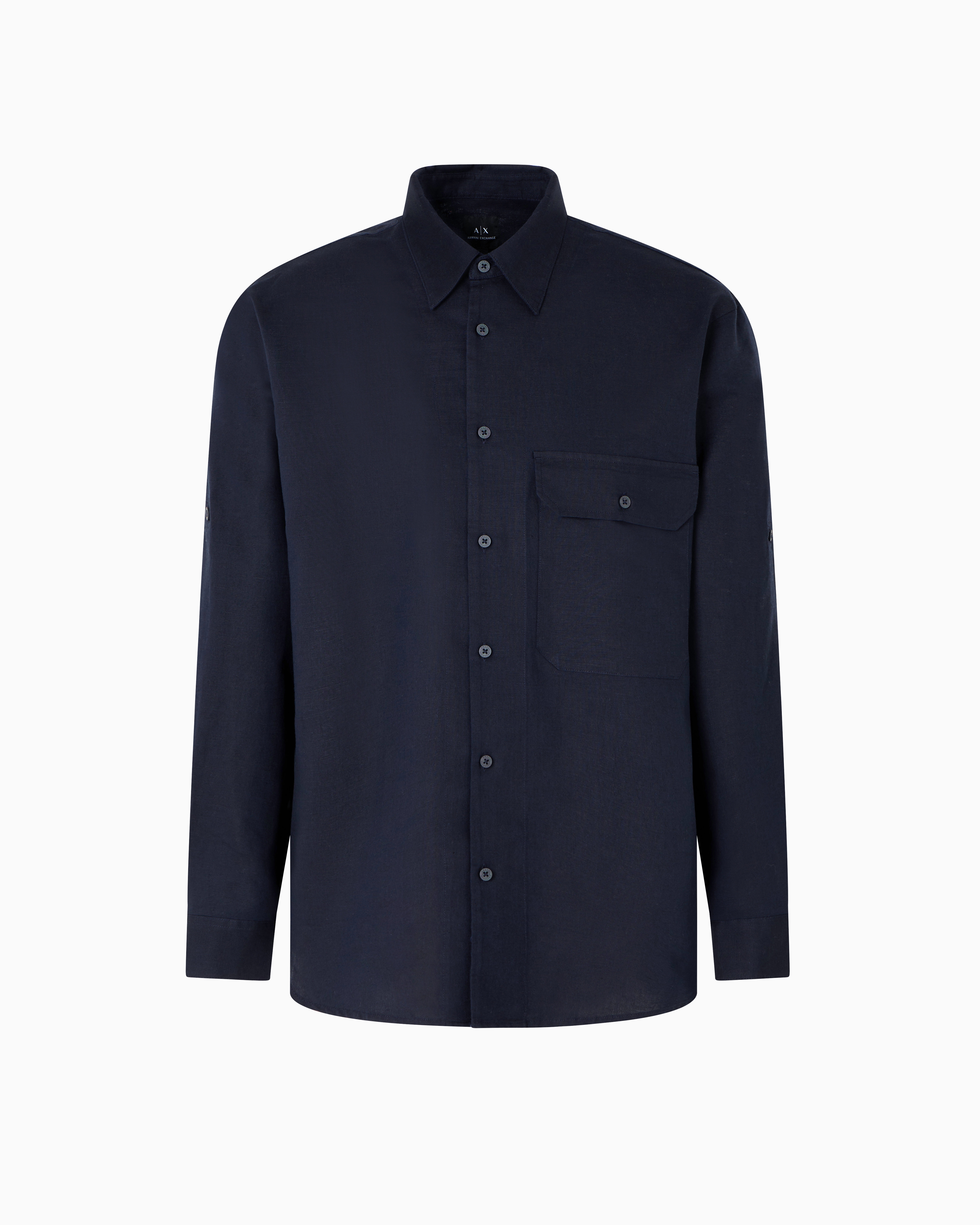 Armani Exchange - Casual Shirts, Man, Navy Blue, Size: