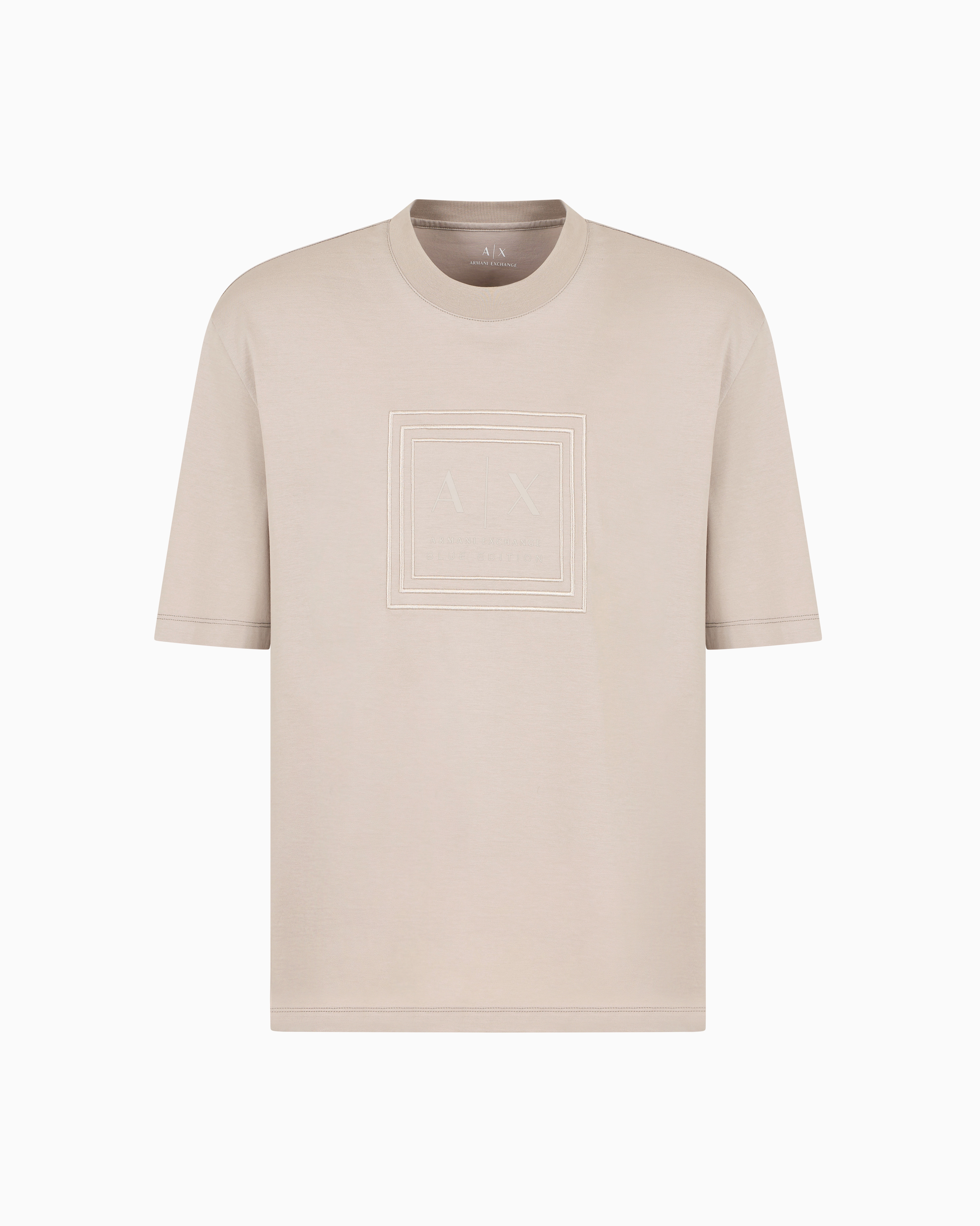 Armani Exchange - Regular fit mercerised cotton T-shirt, Man, Beige, Size: