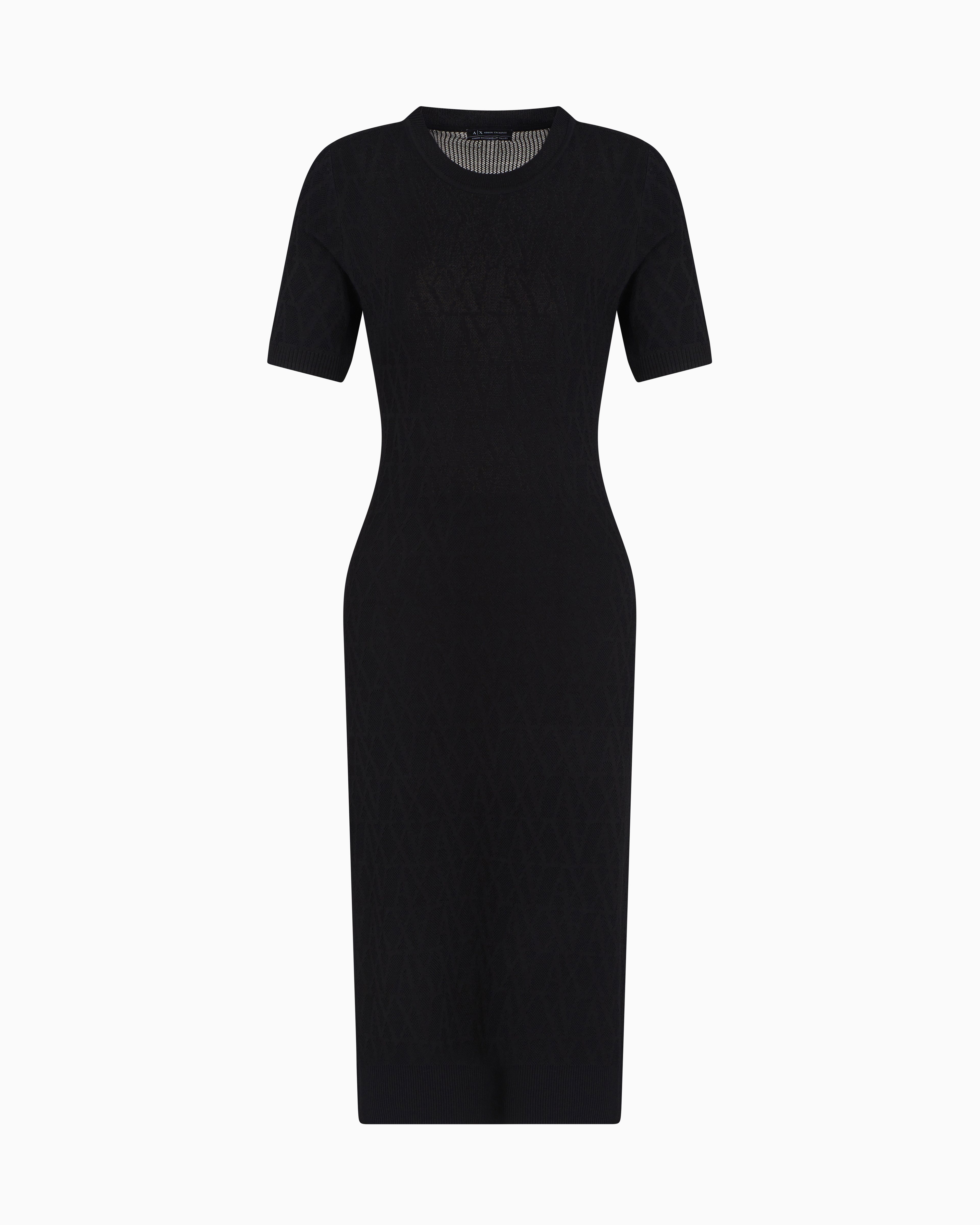 Armani Exchange - Longuette dress fabric with allover logo, Woman, Black, Size: