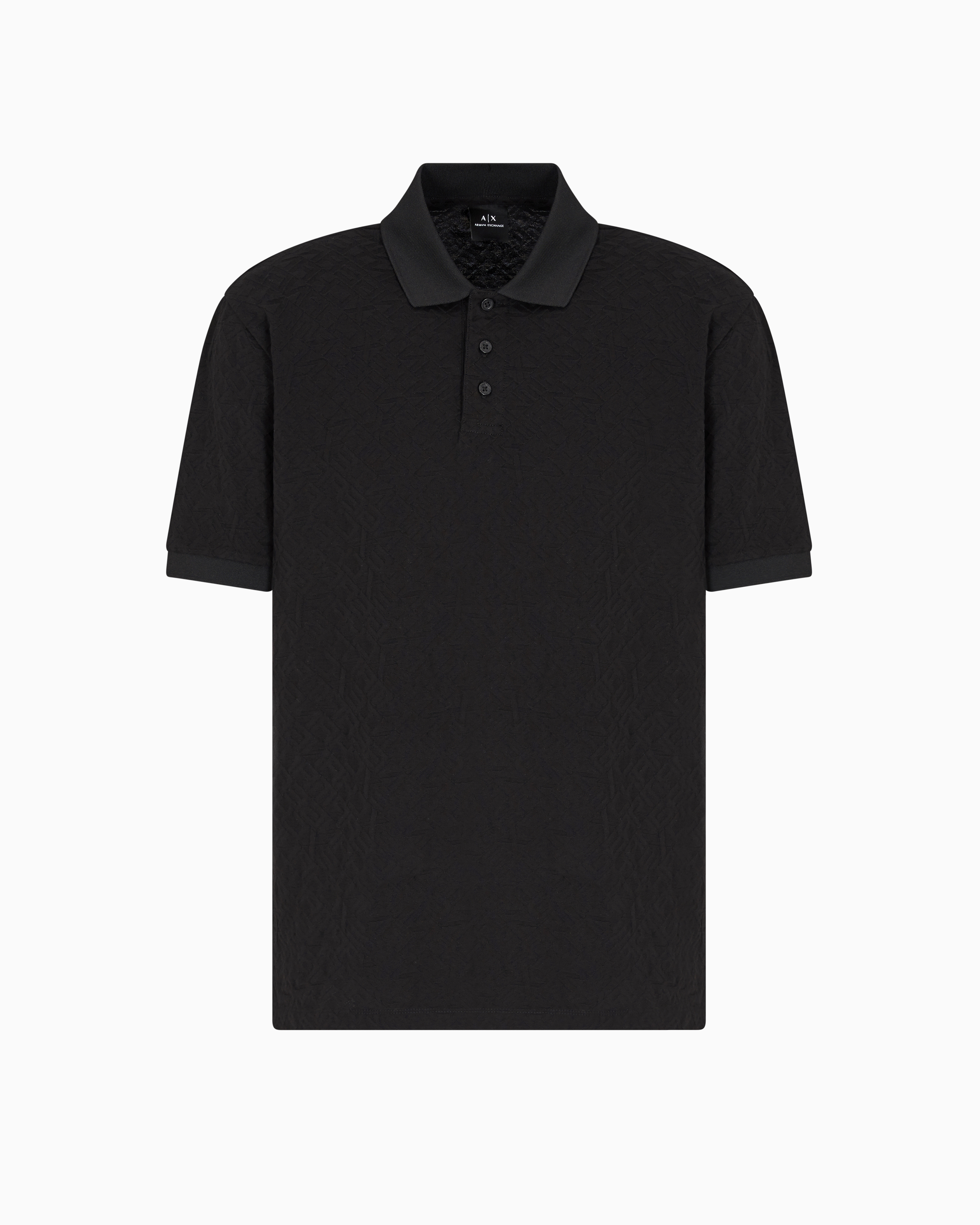 Armani Exchange - Regular fit polo shirt with tone-on-tone allover logo, Man, Black, Size: