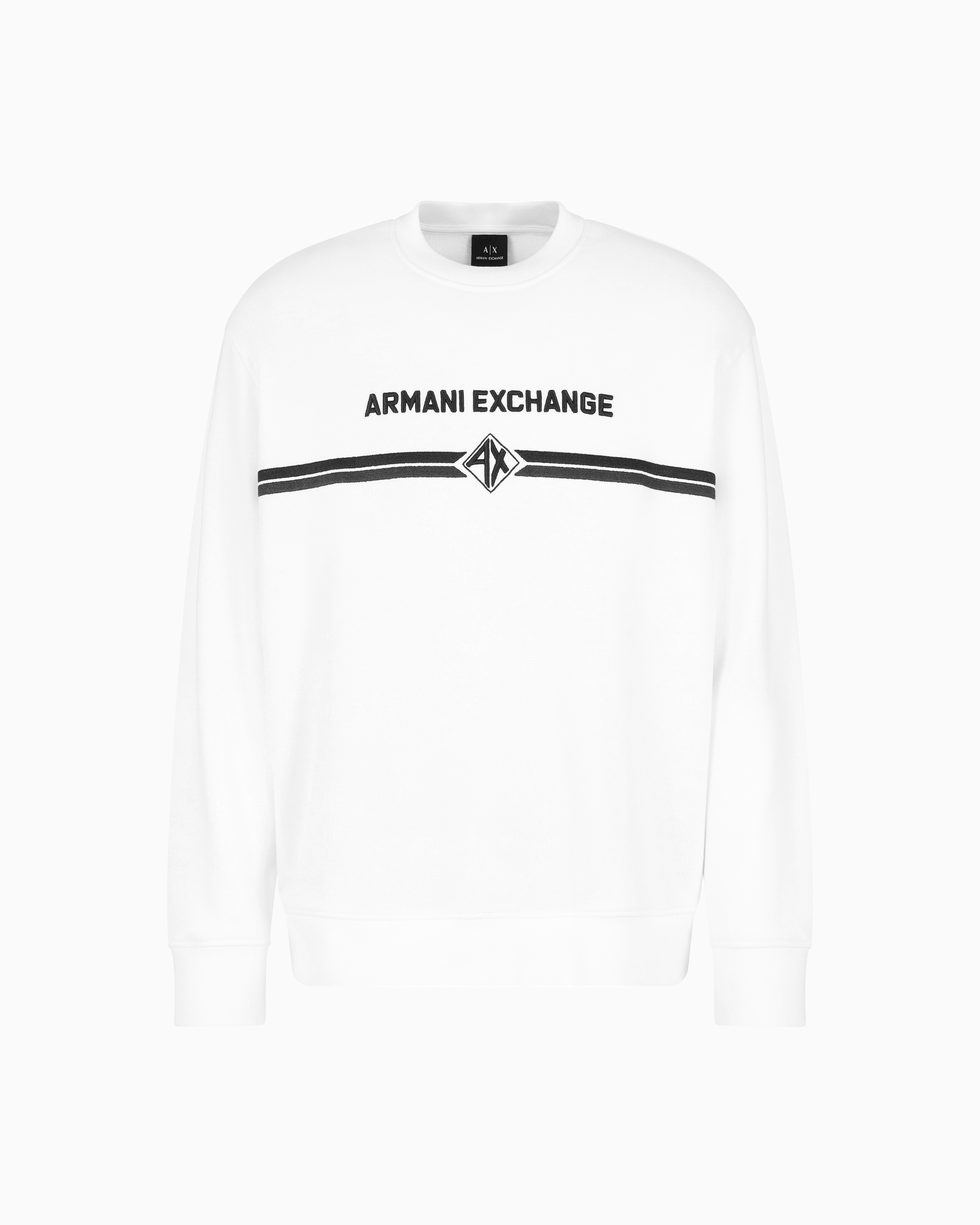 Armani Exchange - Crewneck sweatshirt with logo print on the chest, Man, White, Size: