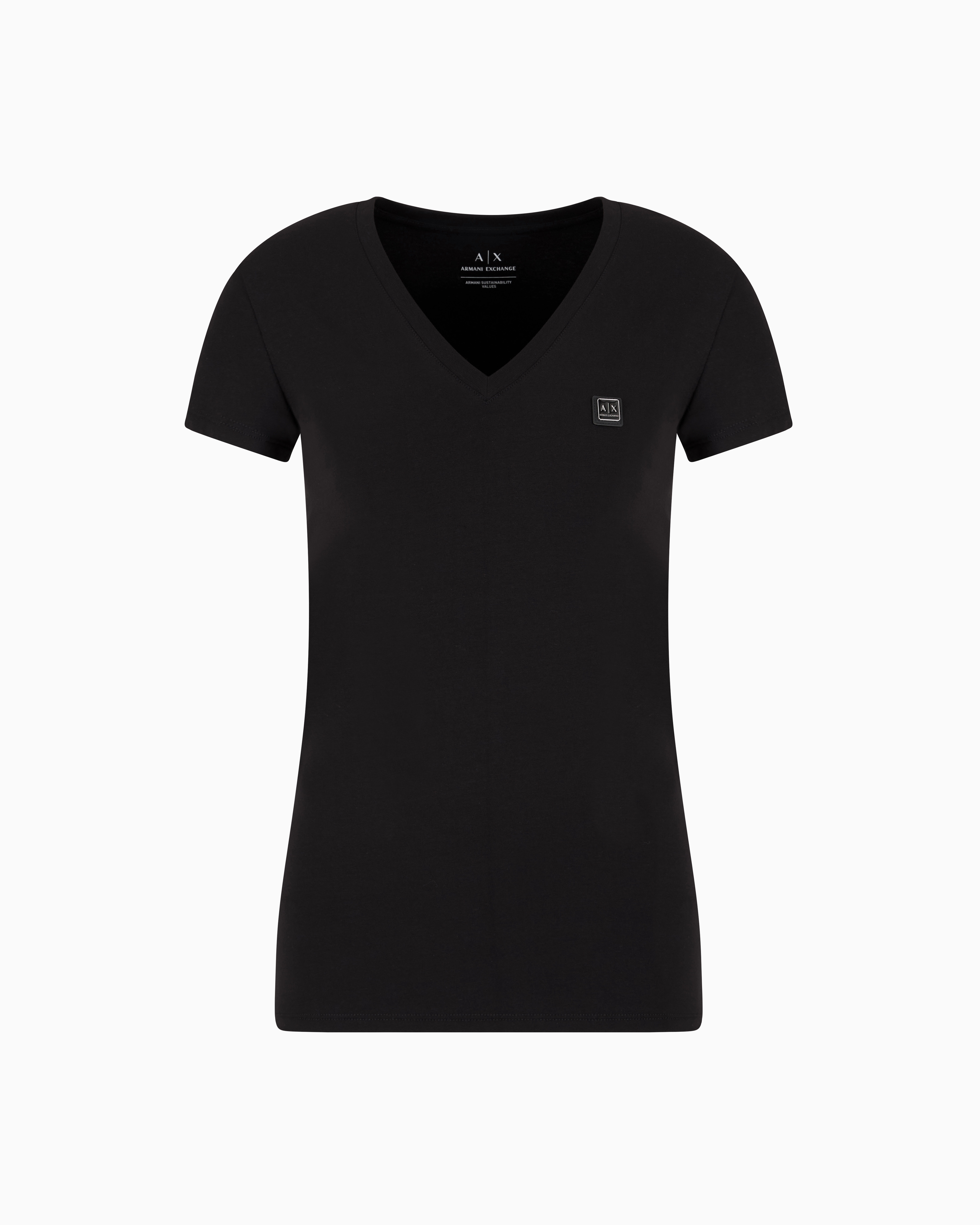 Armani Exchange - Slim fit T-shirt ASV jersey, Woman, Black, Size: