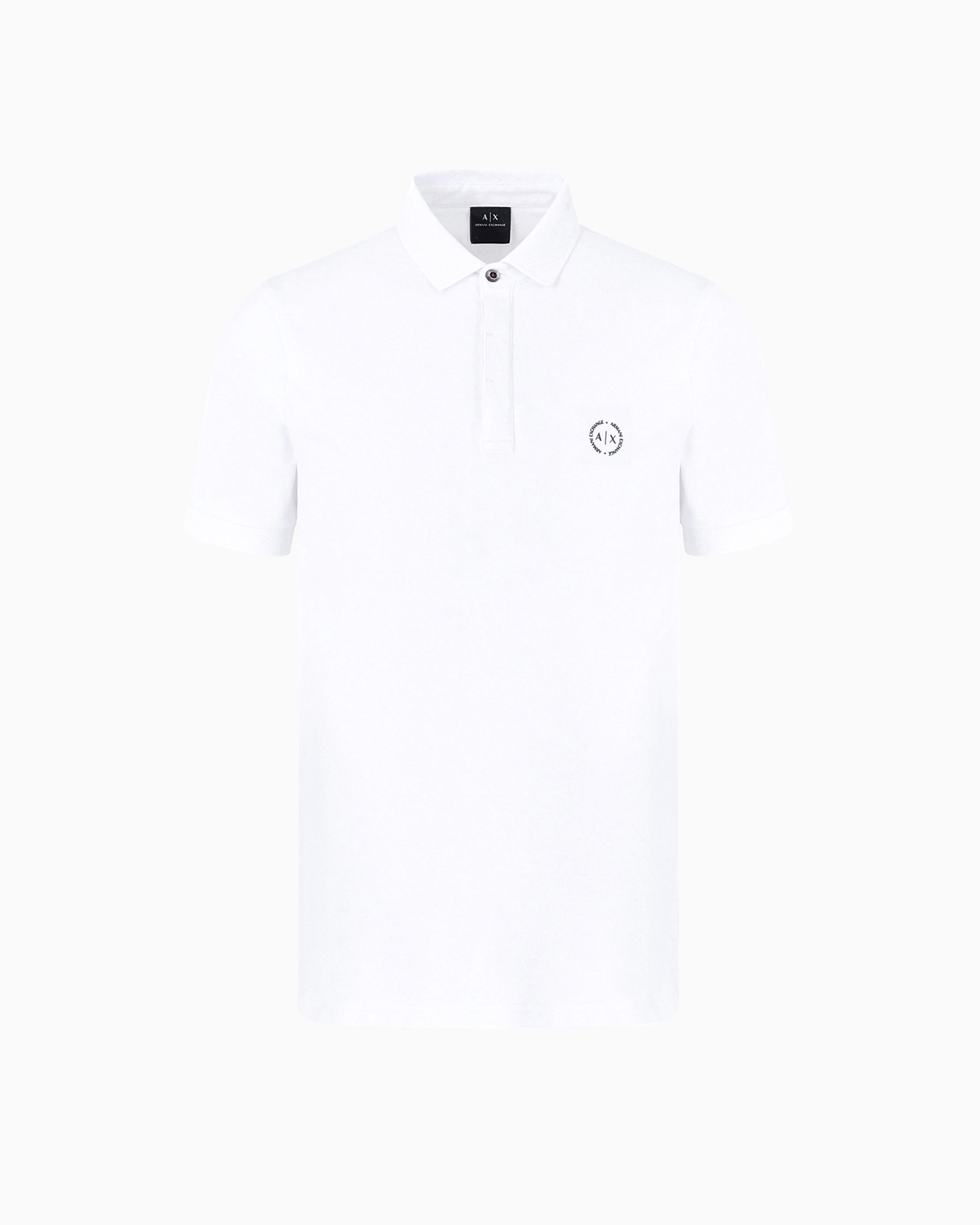 Armani Exchange - Slim fit stretch cotton polo with logo, Man, White, Size: XL