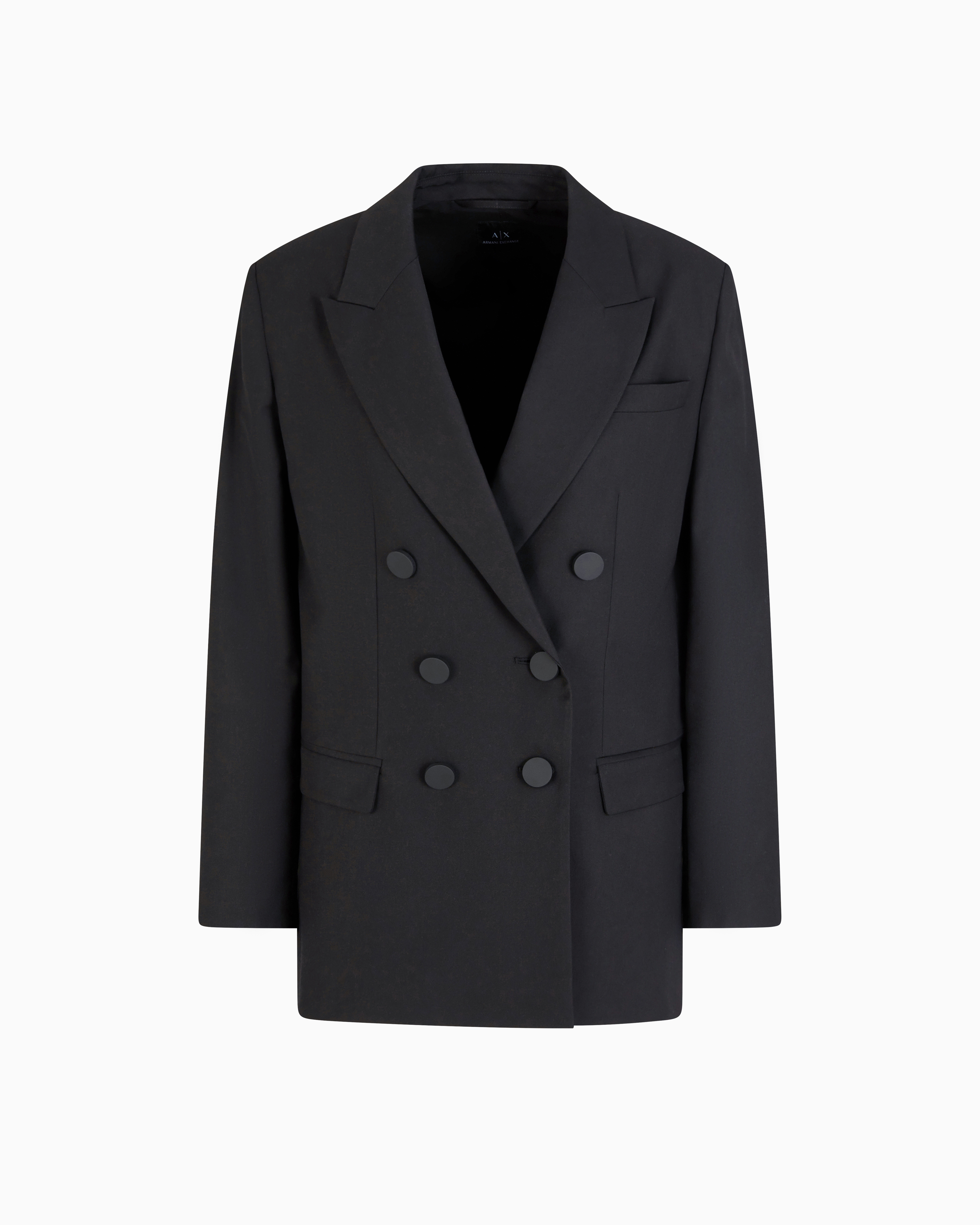 Armani Exchange - Double-breasted twill jacket, Woman, Black, Size: