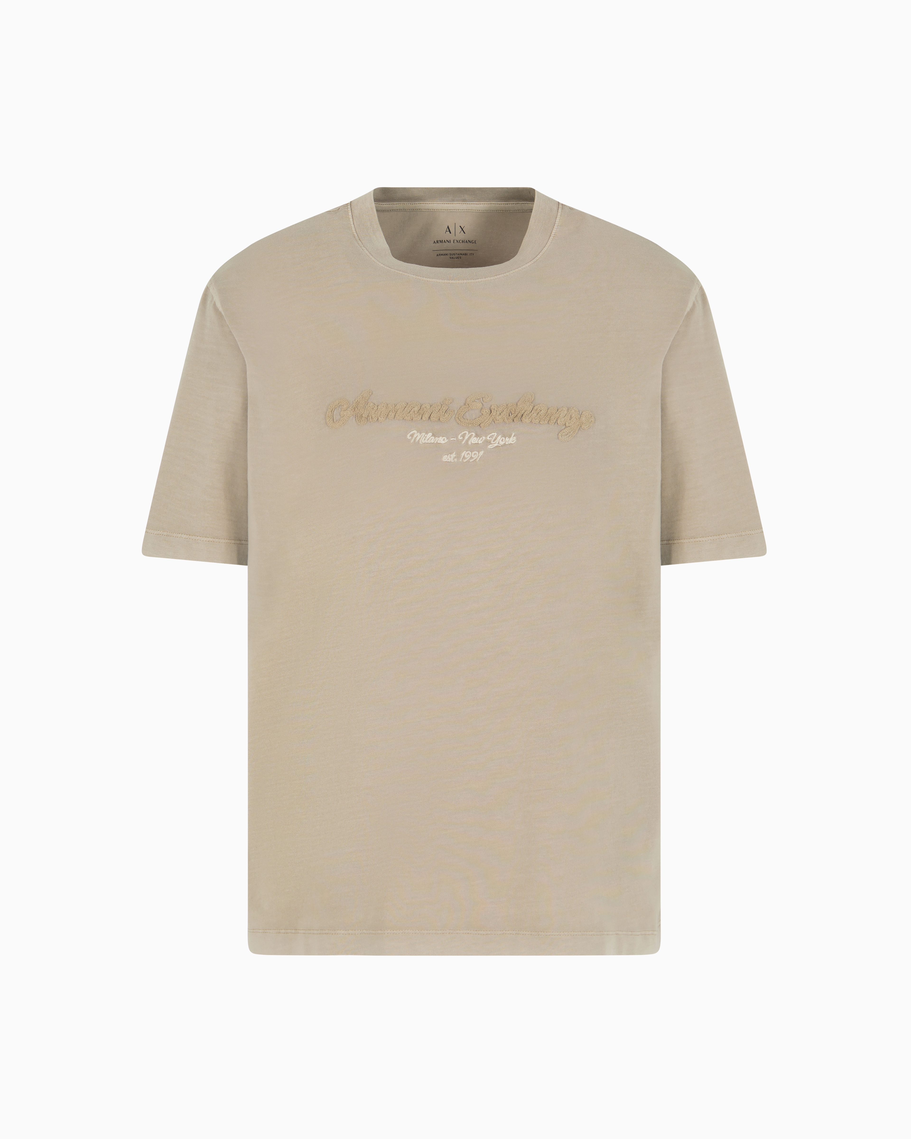 Armani Exchange - Regular fit T-shirt used cotton, Man, Beige, Size: