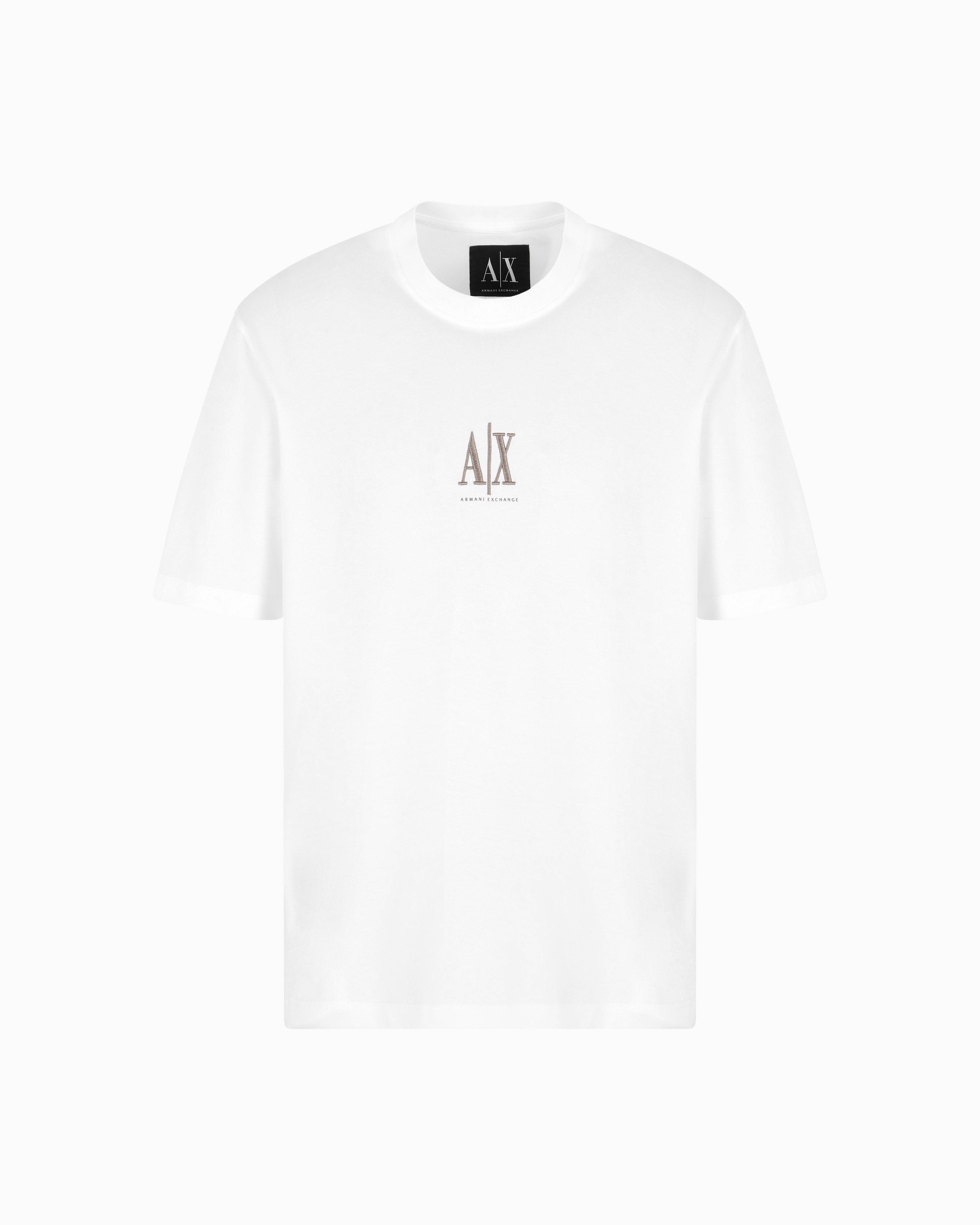 Armani Exchange White Regular Fit T-Shirt With Embroidered Logo Extra Large