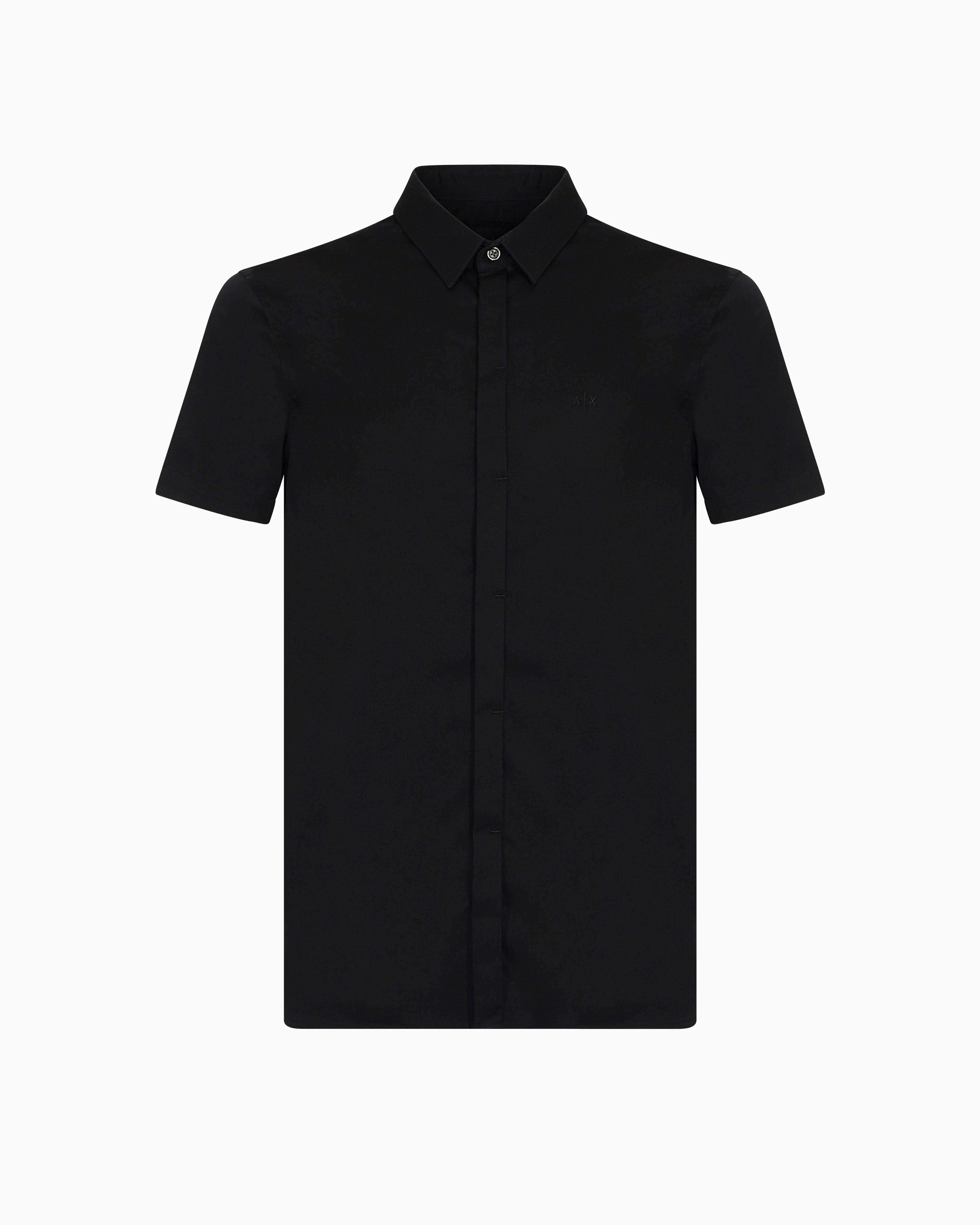 Armani Exchange - Slim fit short sleeve shirt stretch satin, Man, Black, Size: