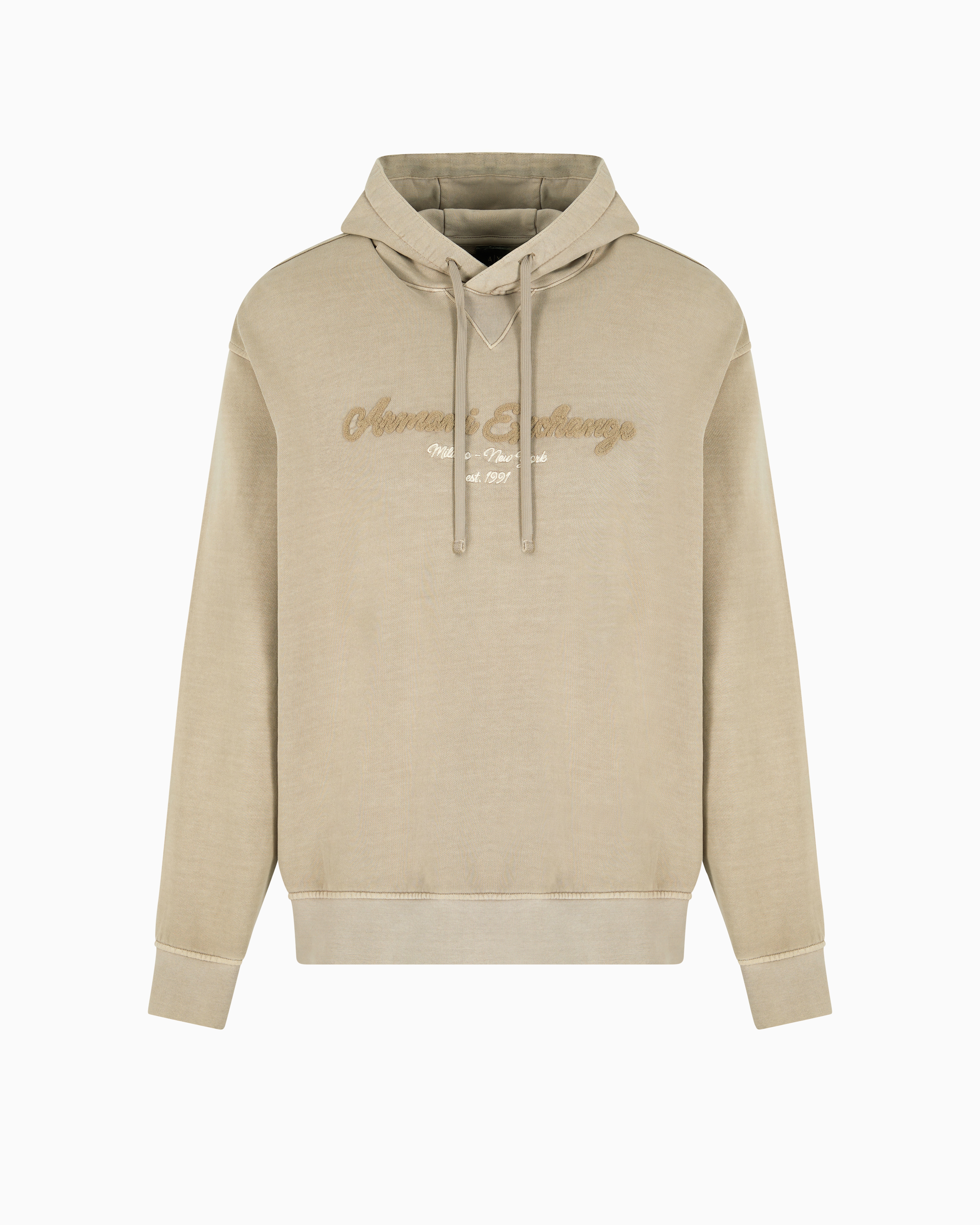Armani Exchange - French terry cotton hoodie, Man, Beige, Size: