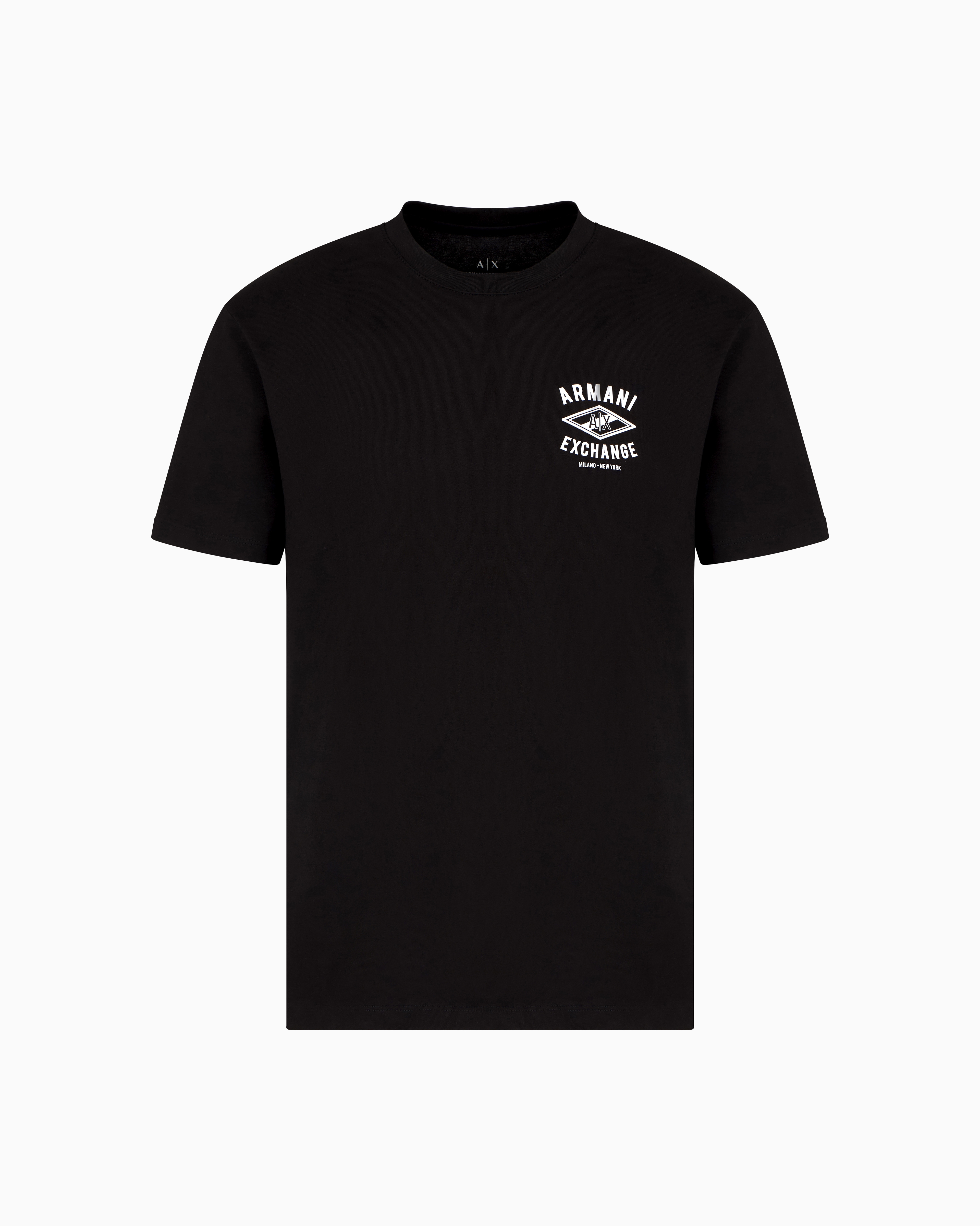 Armani Exchange - Regular fit T-shirt with central logo, Man, Black, Size: