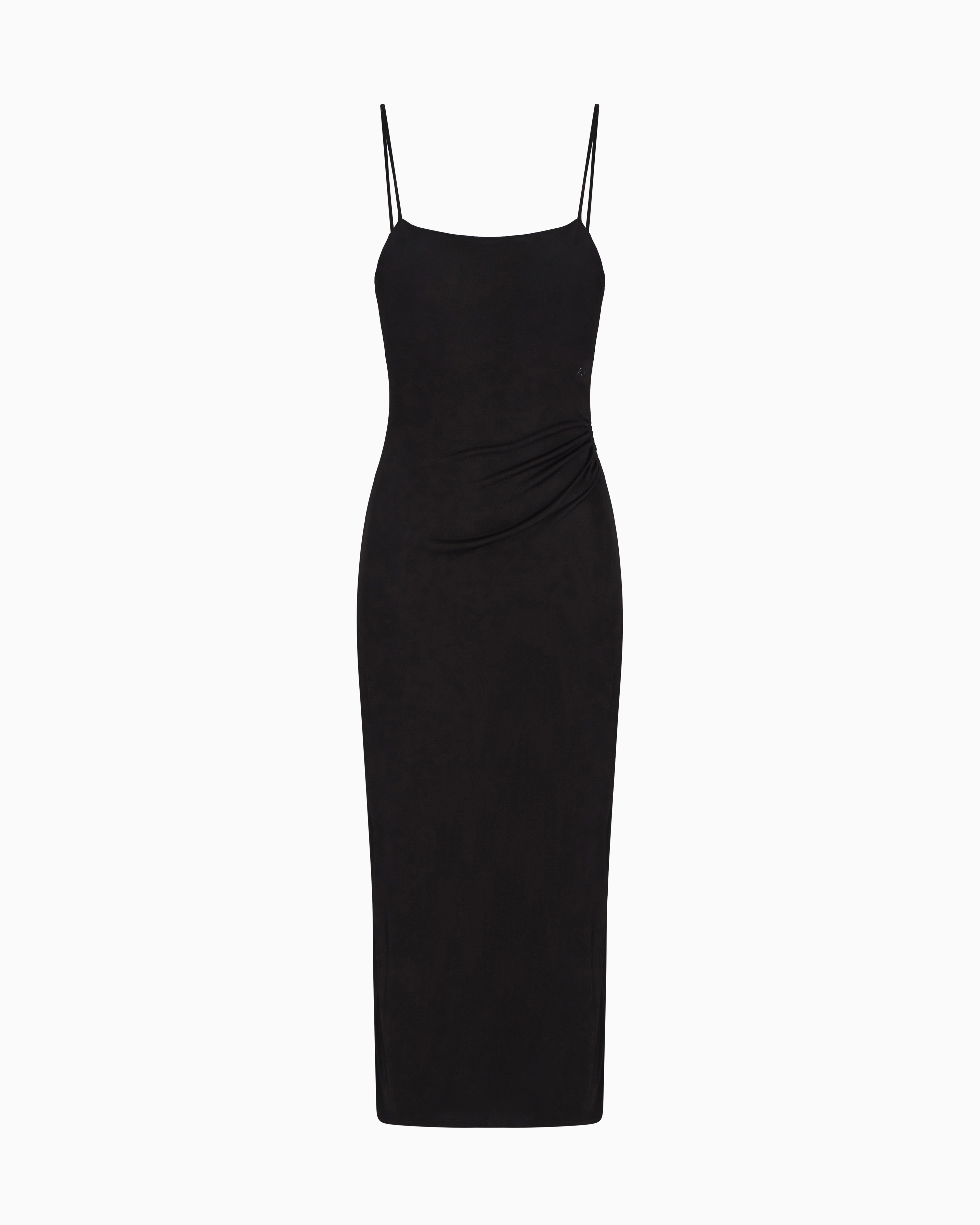 Armani Exchange - Long jersey dress with drape, Woman, Black, Size: XS