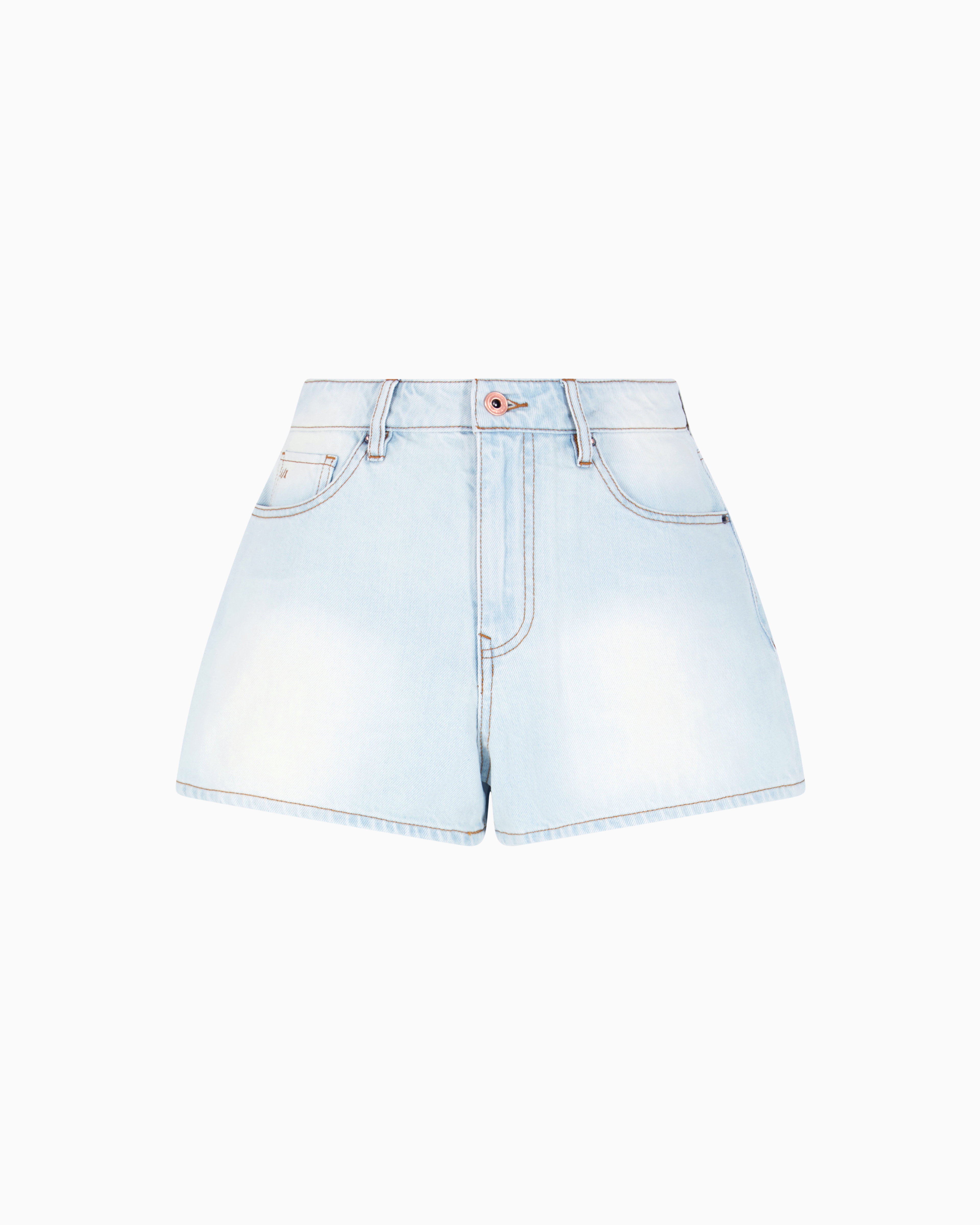 Armani Exchange - Used effect denim shorts, Woman, Blue, Size:
