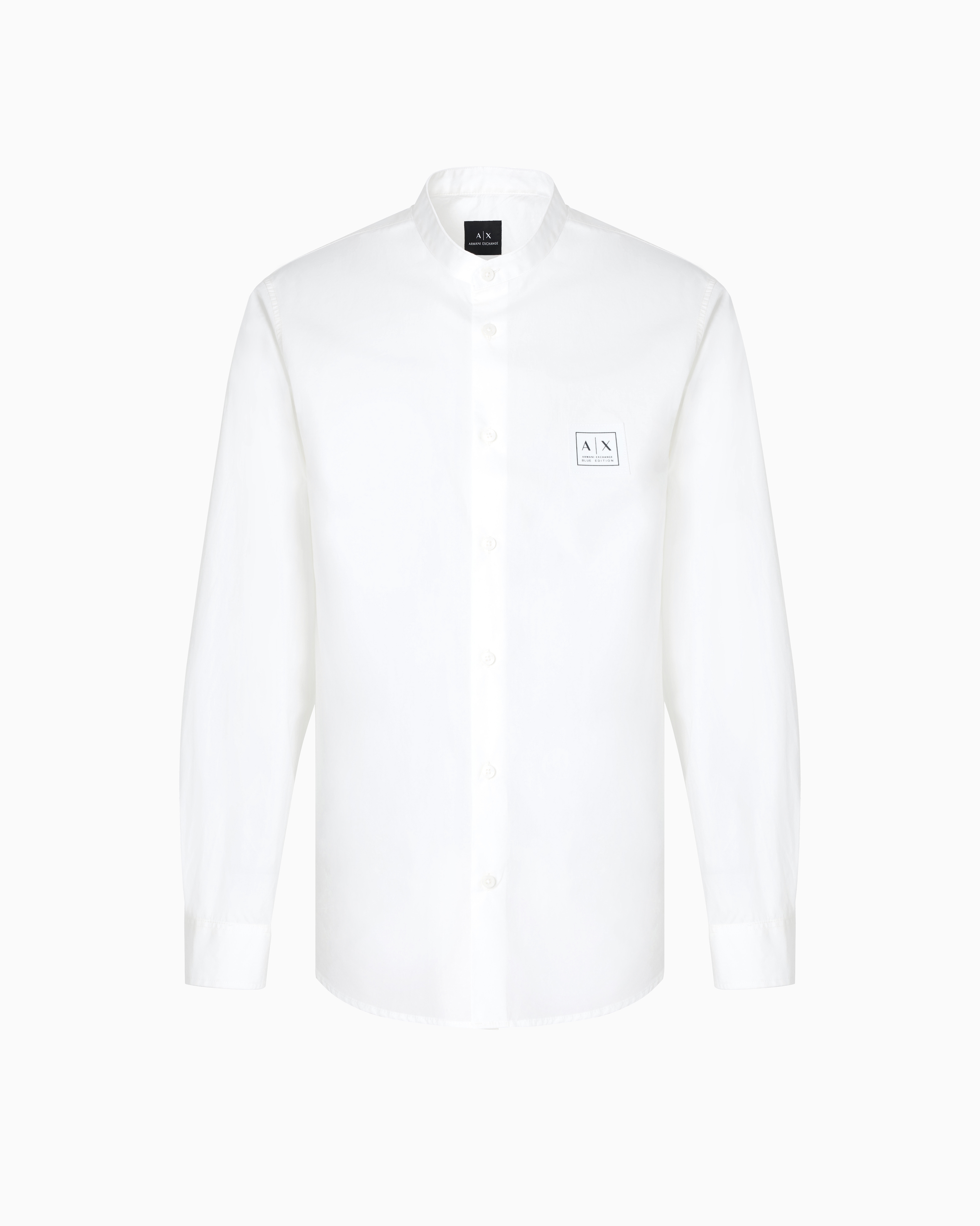 Armani Exchange - Regular fit poplin shirt with logo patch, Man, White, Size: XL