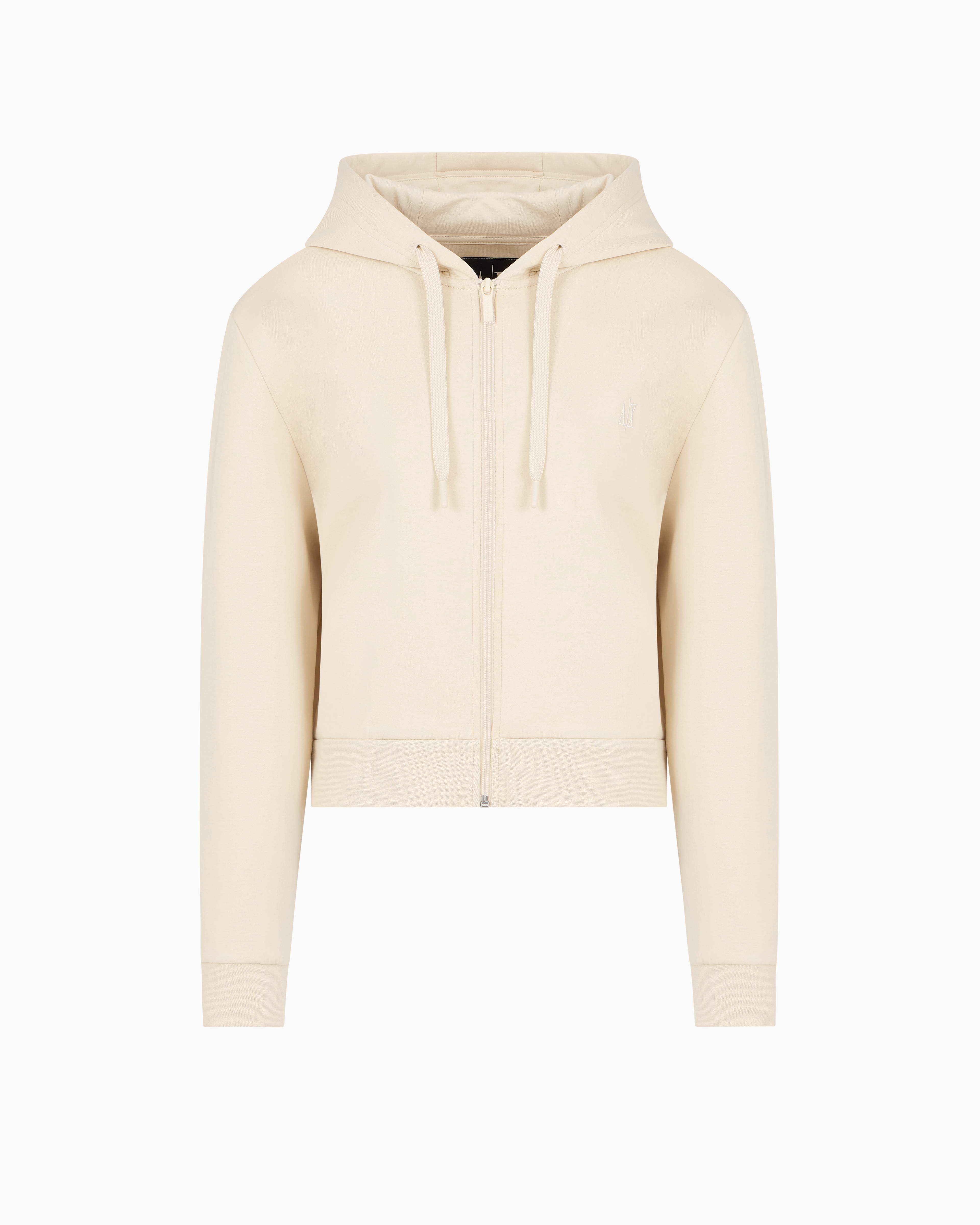 Armani Exchange Beige Icon Cropped Hoodie Extra Small
