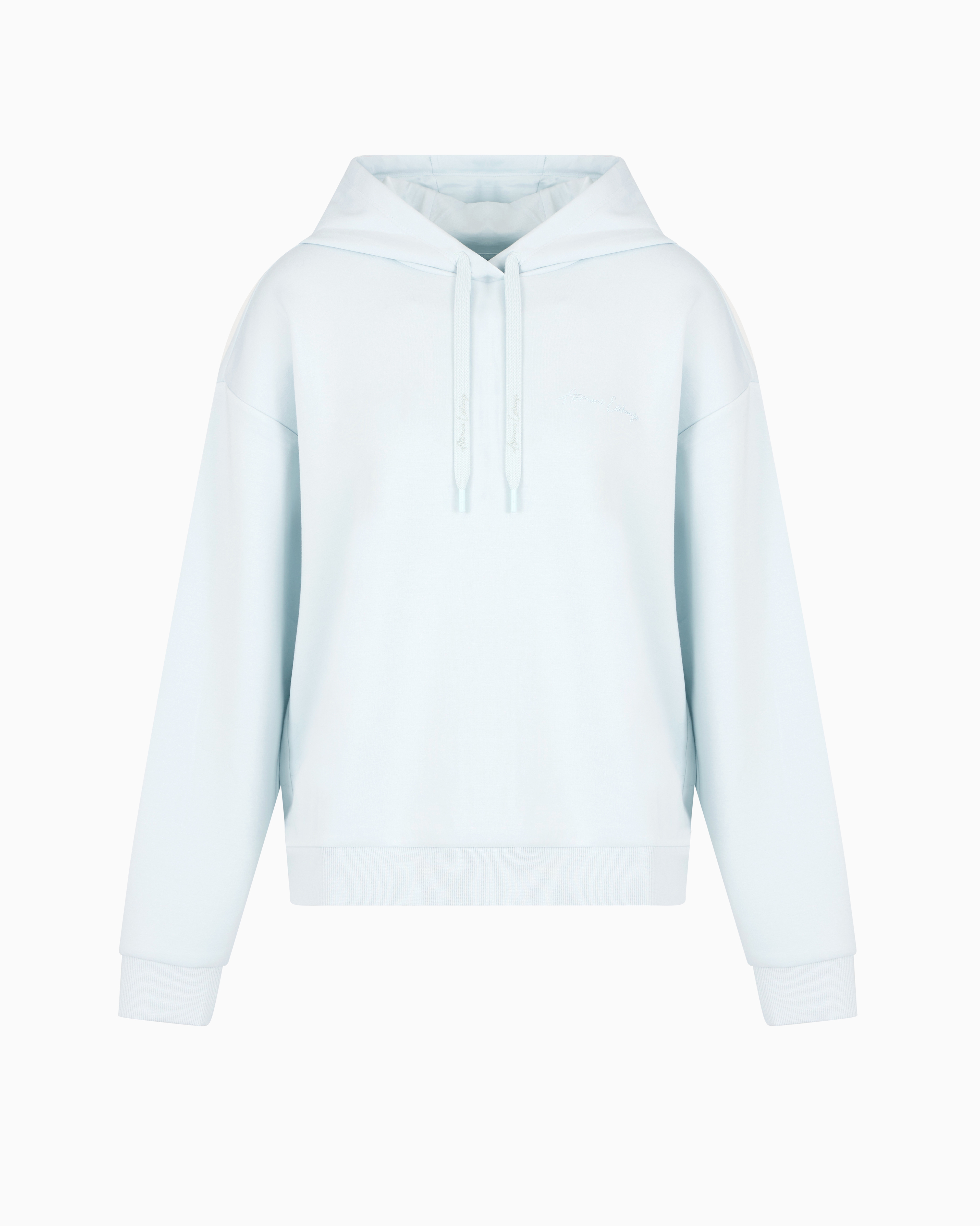 Armani Exchange - Viscose Blend Hoodie, Woman, Light Blue, Size: