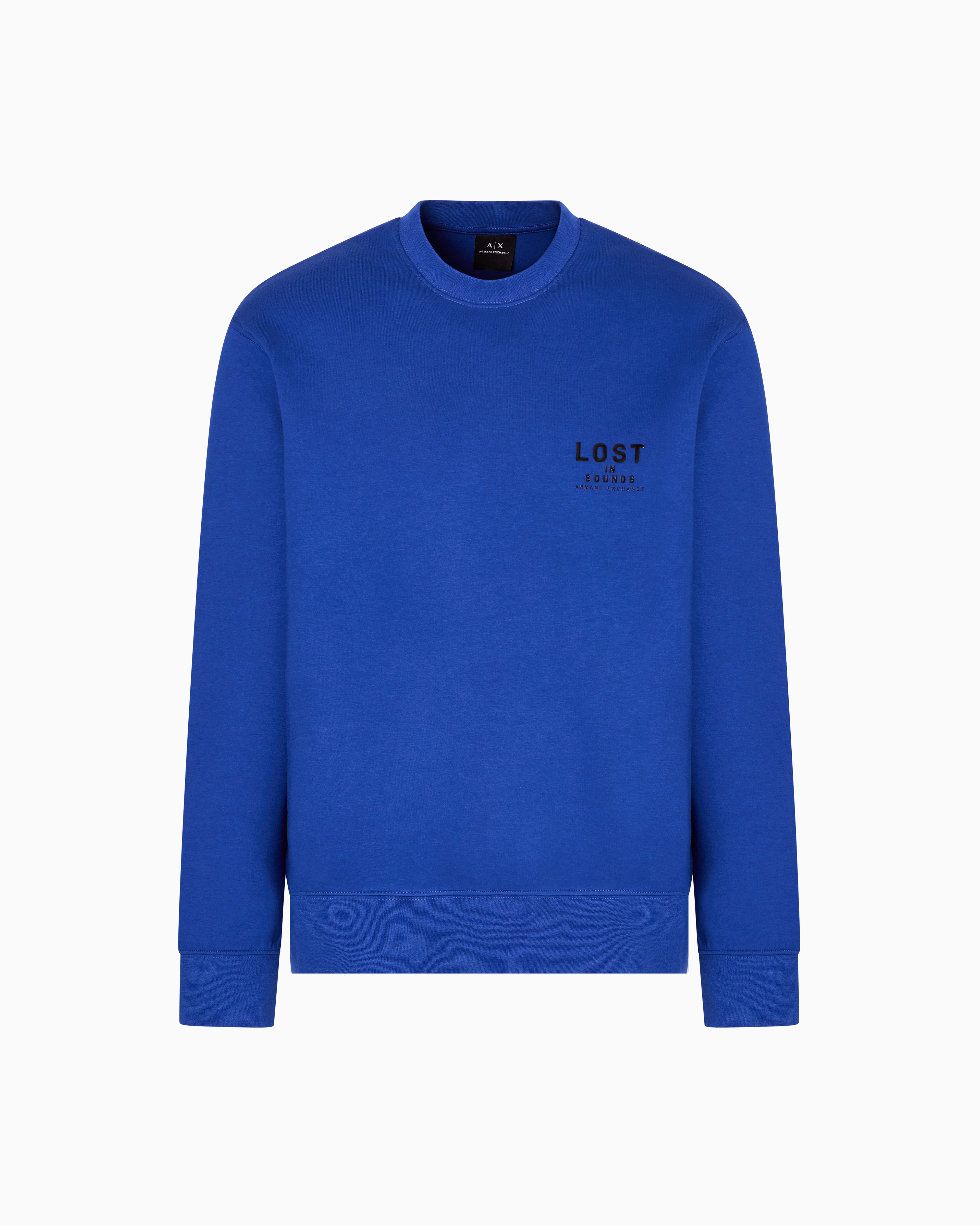 Armani Exchange Blue Lost In Sound Crewneck Sweatshirt Medium