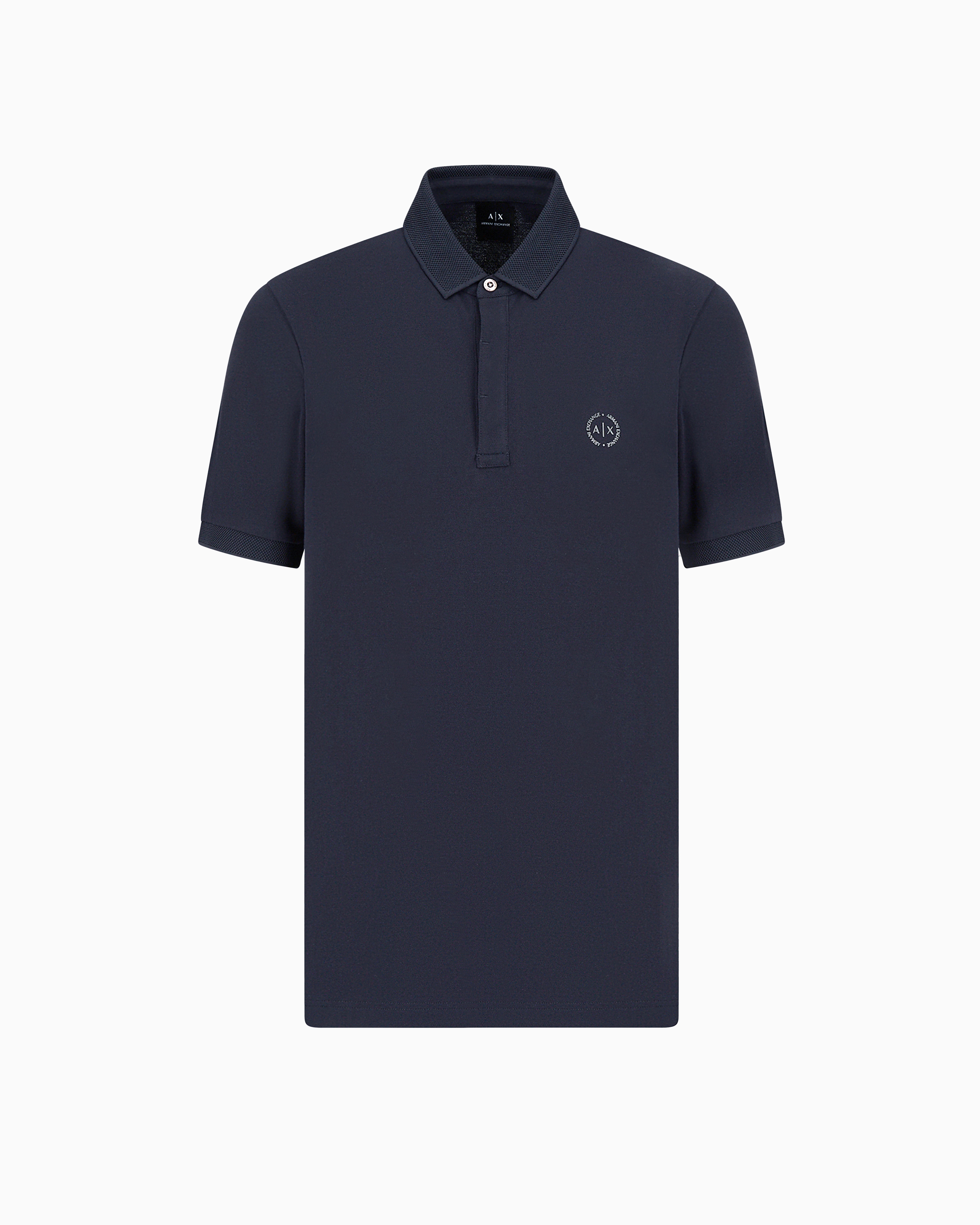 Armani Exchange - Slim fit stretch cotton polo with logo, Man, Navy Blue, Size: