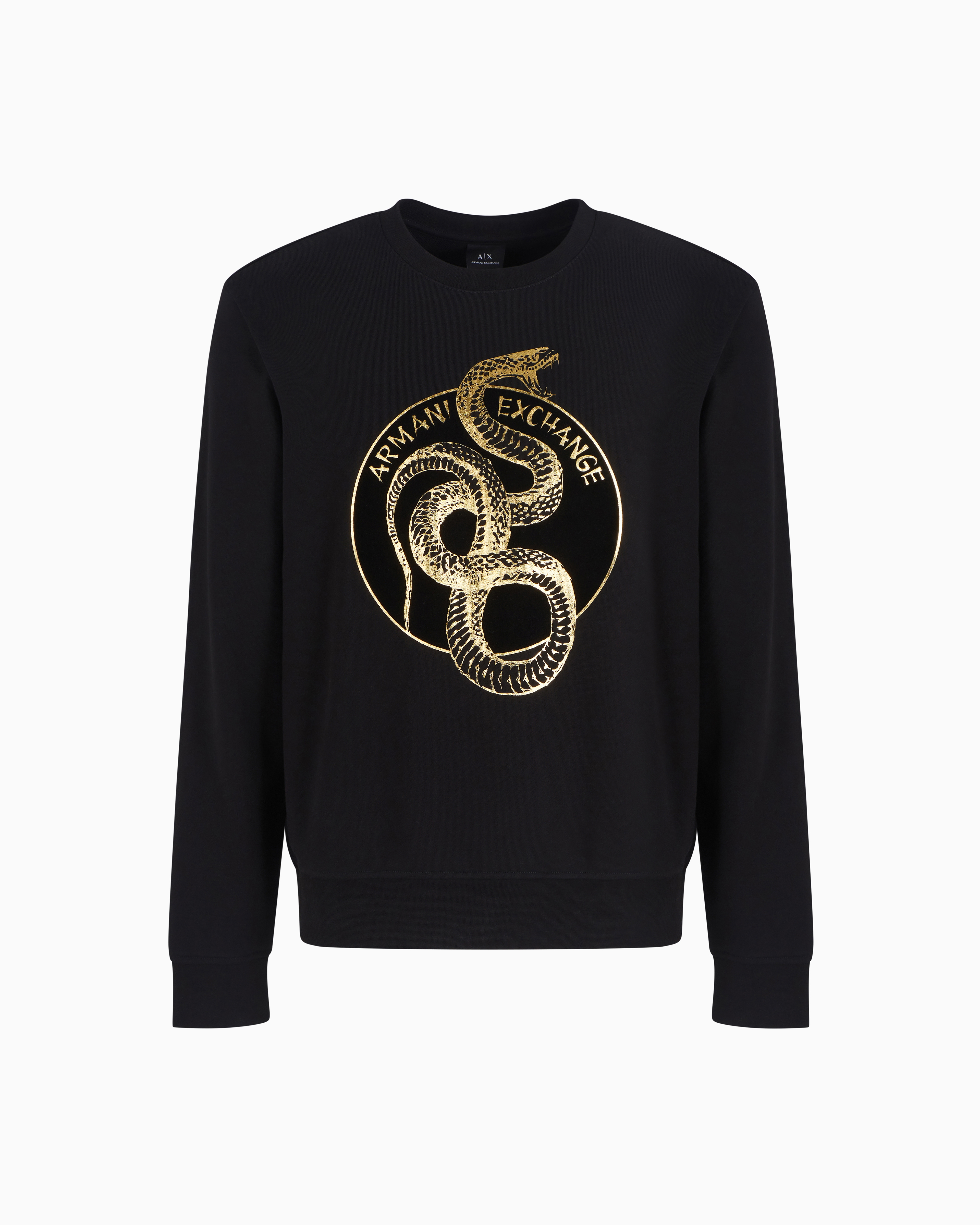Armani Exchange - Crewneck sweatshirt with maxi print, Man, Black, Size: