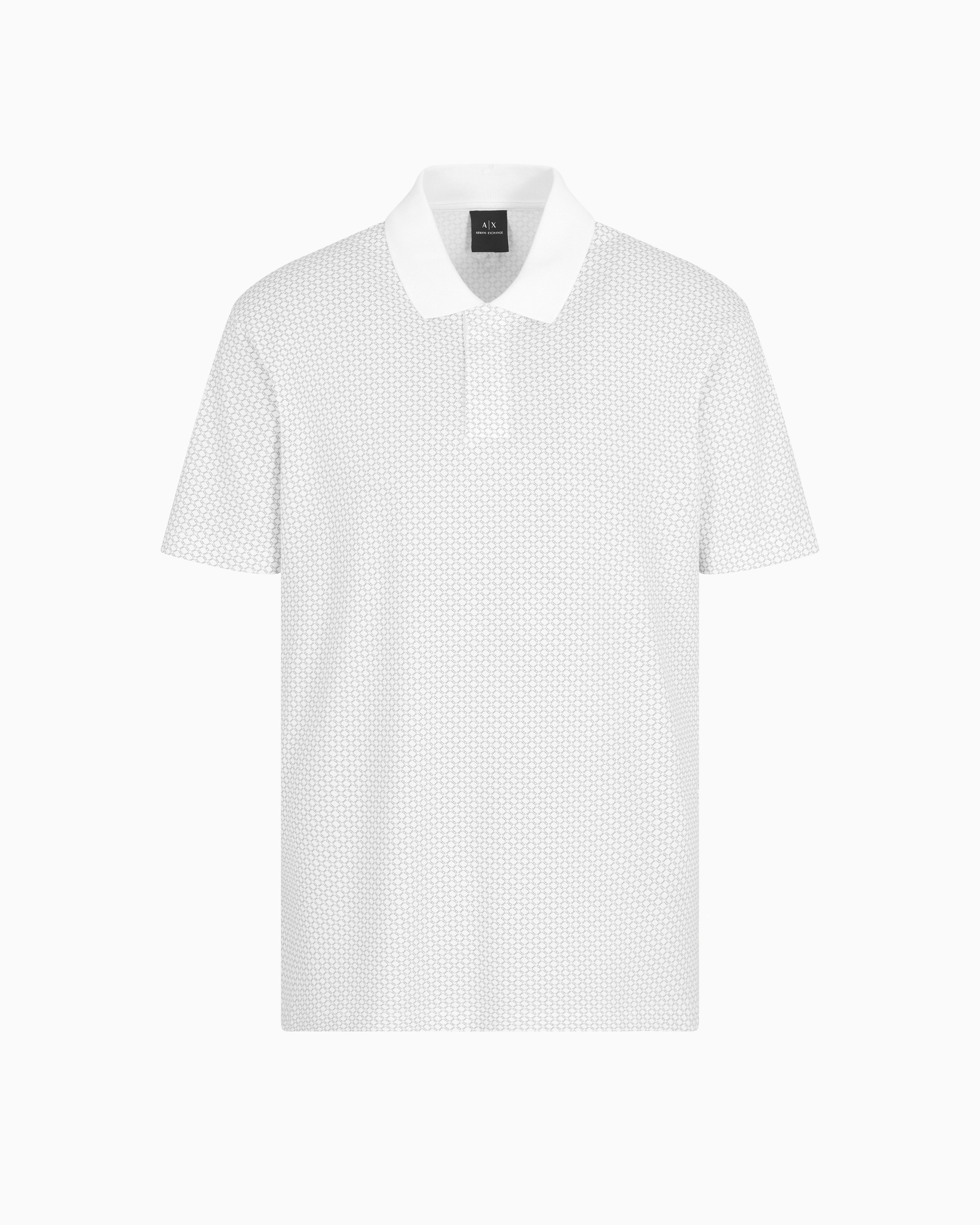 Armani Exchange White Regular Fit Polo Shirt In Stretch Jersey Small