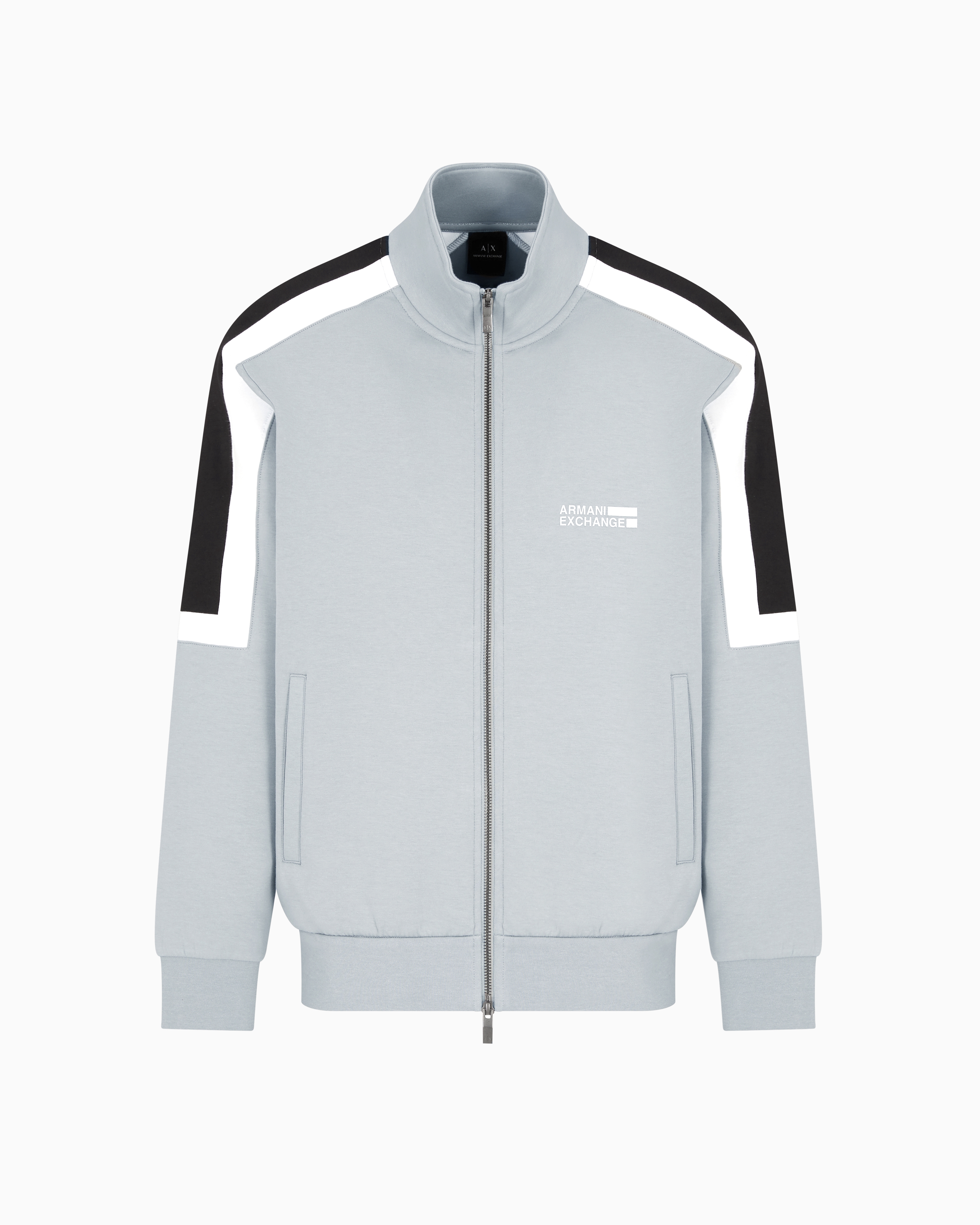 Armani Exchange - Full zip sweatshirt with contrasting stripes, Man, Grey, Size: