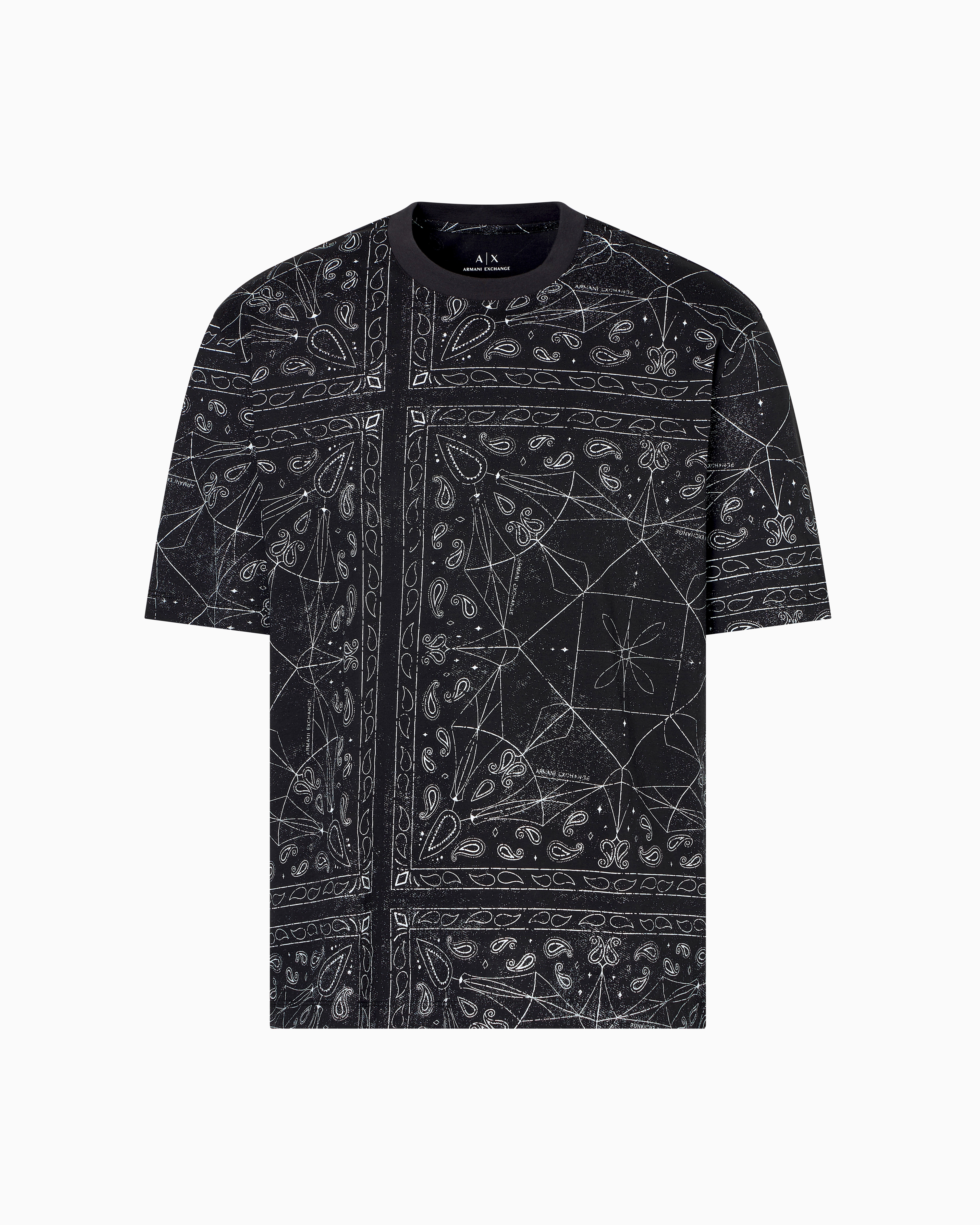 Armani Exchange - Regular fit kaleidoscope patterned t-shirt, Man, Black, Size: