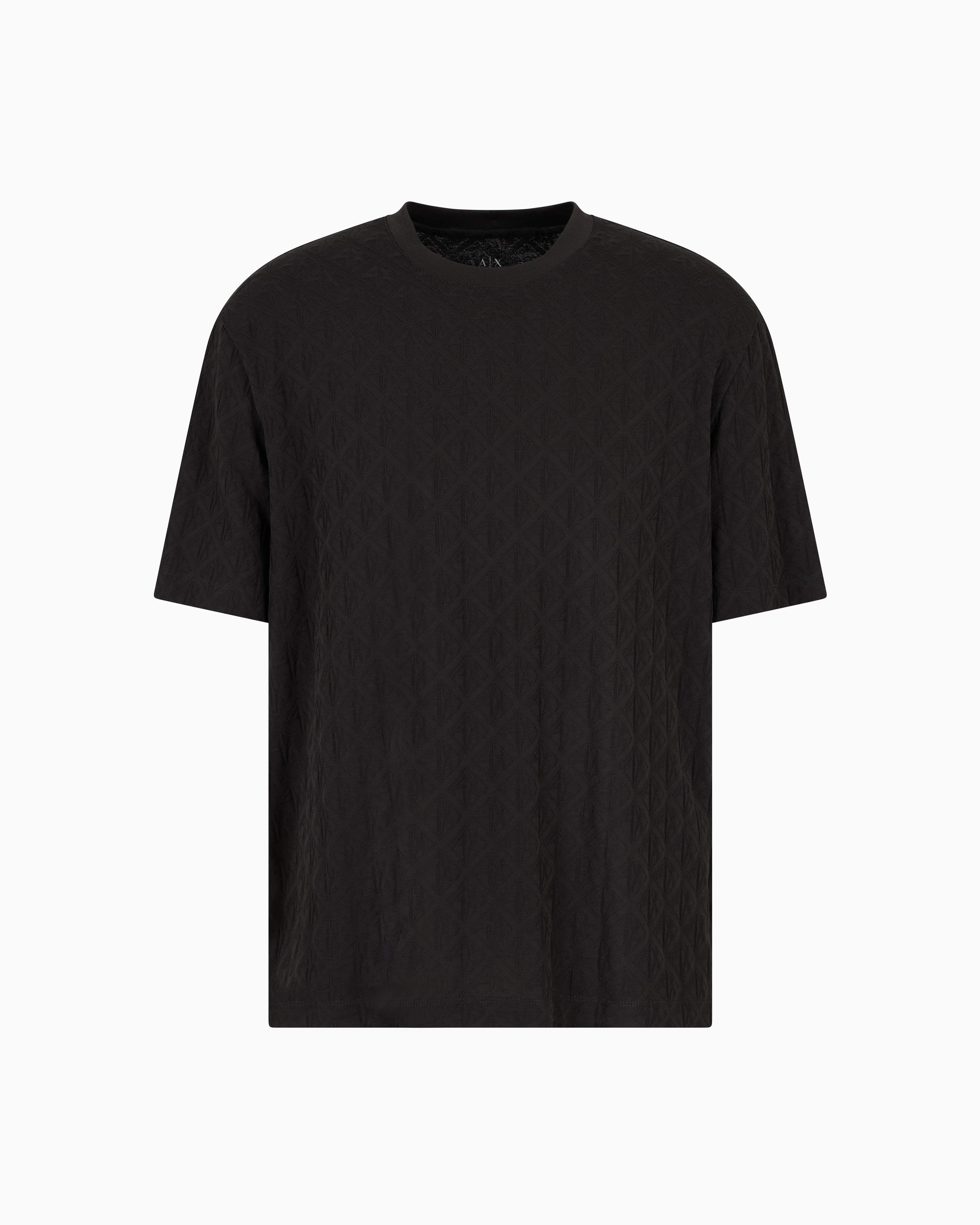 Armani Exchange - Regular fit cotton T-shirt with tone-on-tone allover logo, Man, Green, Size: