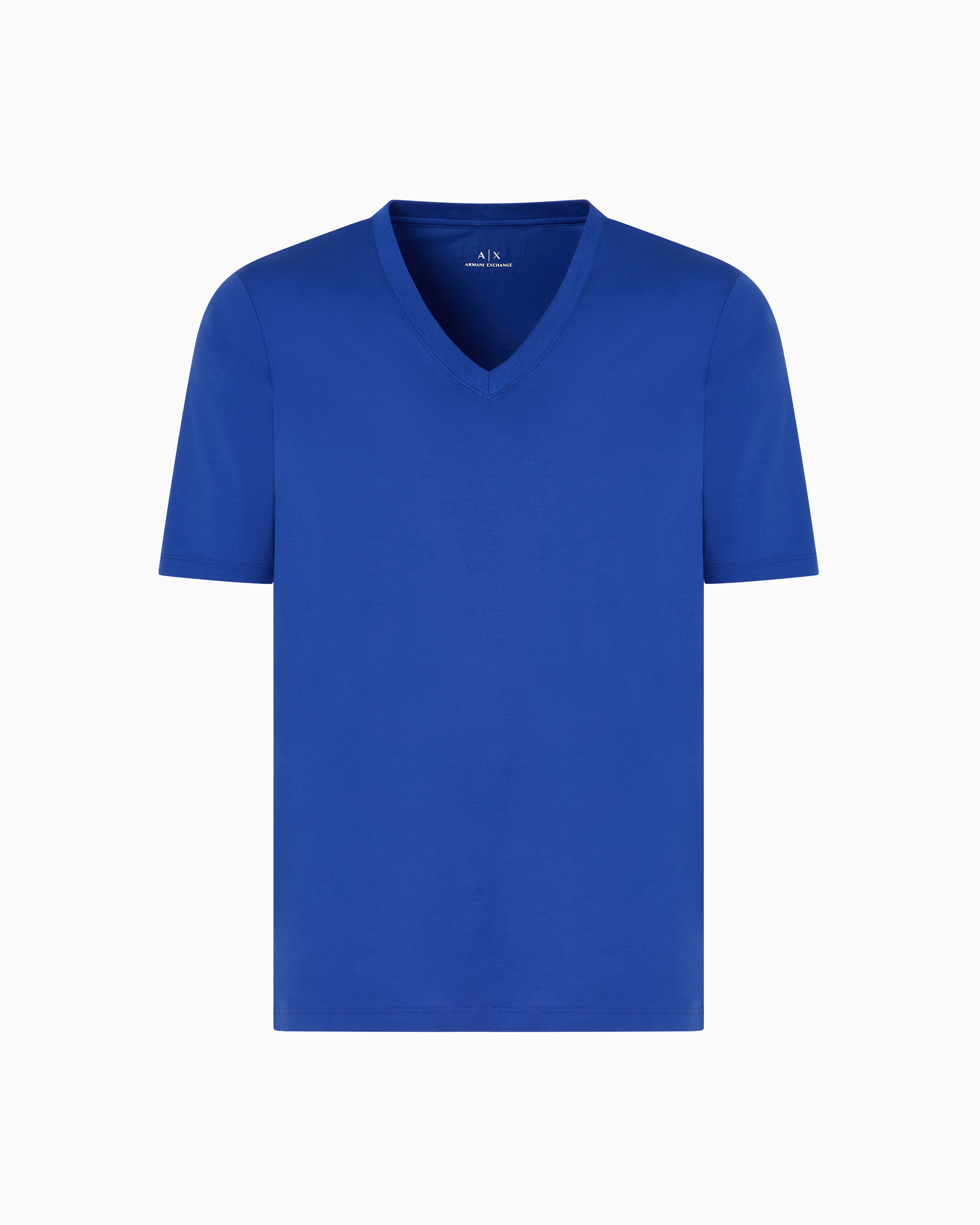 Armani Exchange - Slim fit T-shirt with V-neck, Man, Blue, Size: